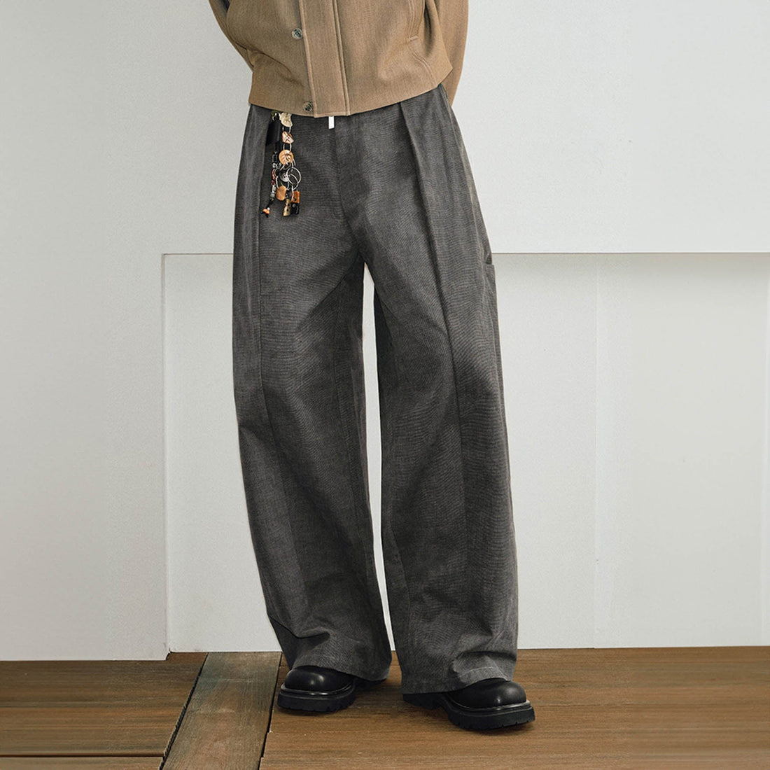 KREATE Pleated Multi-Pocket Baggy Pants-Pants-S-Grey-Free Shipping Leatheretro