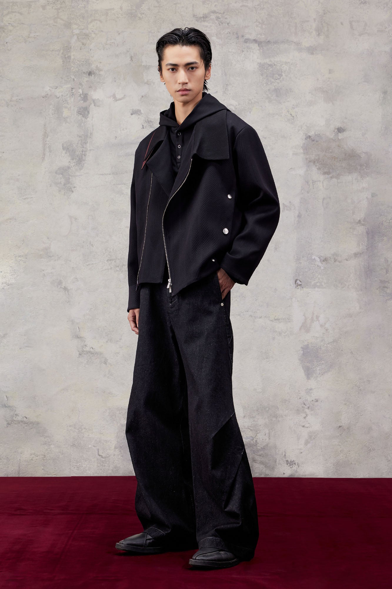 ALVNG AR ANTS Asymmetric Dual-Zip Layered Collar Jacket-Jacket-S-Free Shipping Leatheretro