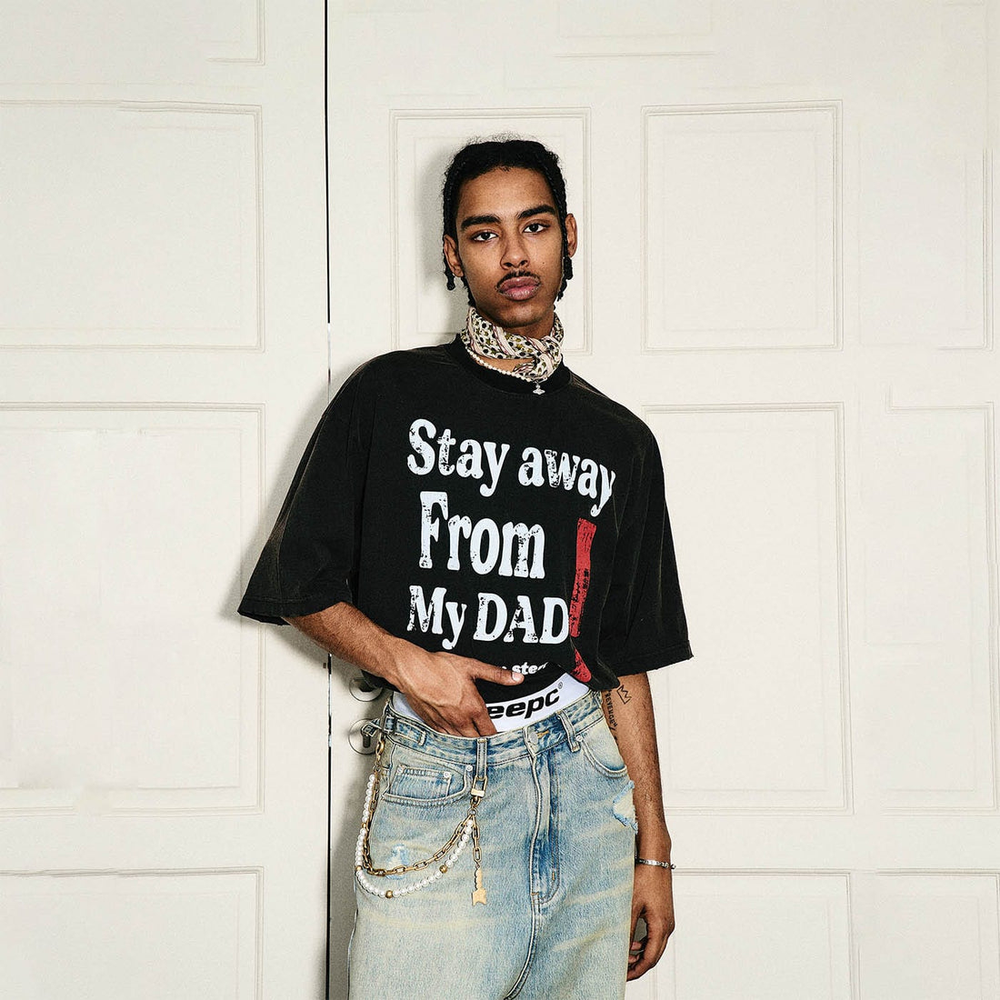 STEEPC Distressed Slogan Full-Print T-Shirt-T Shirt-S-Free Shipping Leatheretro