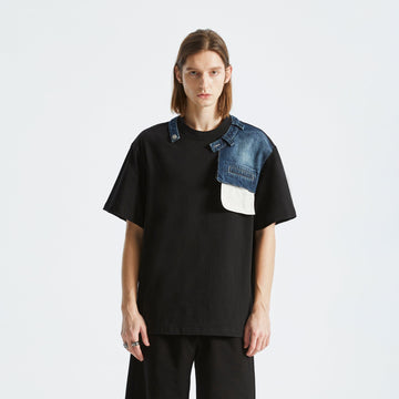ORGANIC EMOTION Deconstructed Denim Shorts Spliced T-Shirt-T Shirt-S-Free Shipping Leatheretro