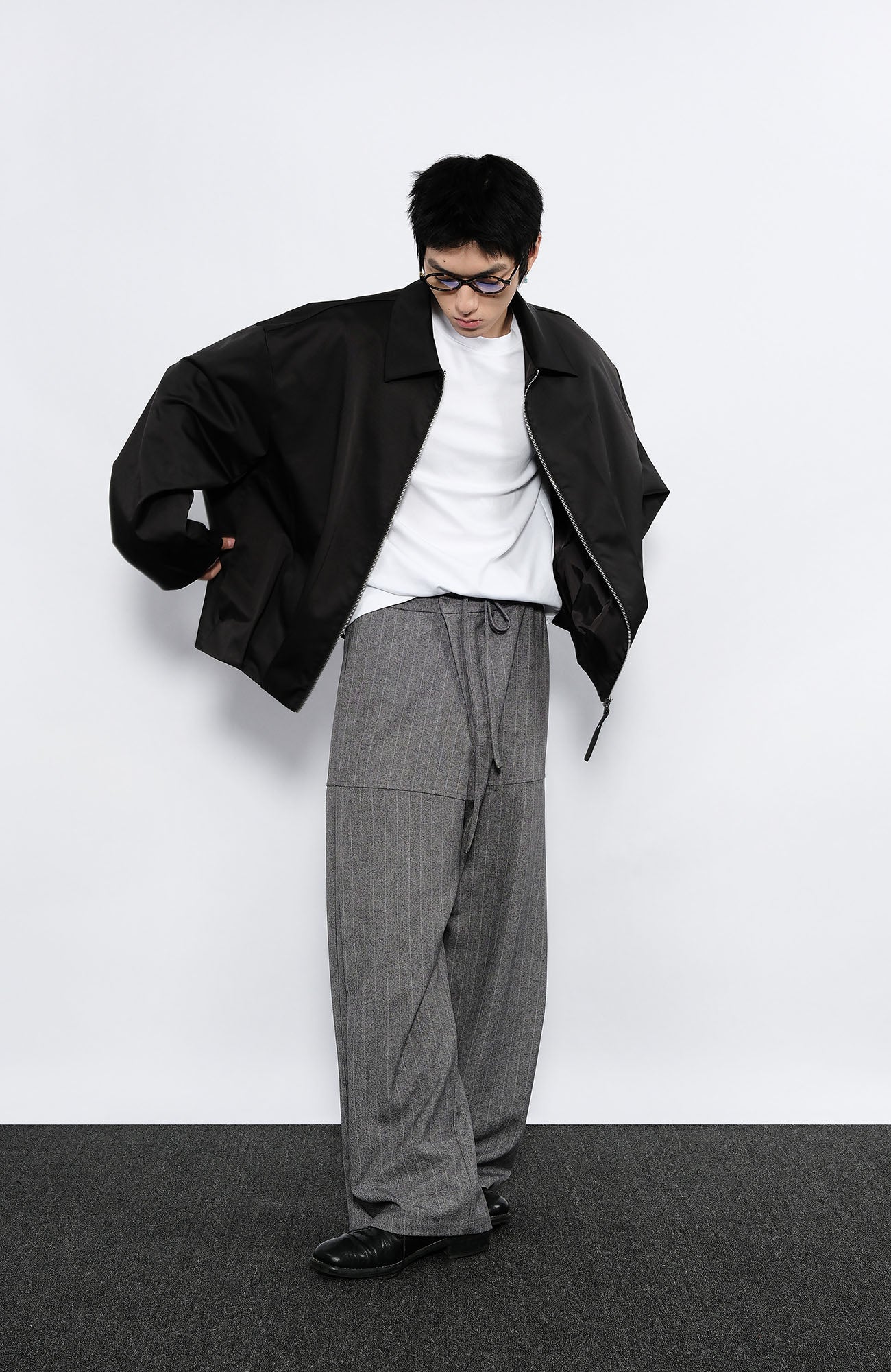 7440 37 1 Striped Drawstring Panel Wide-Leg Trousers-Pants-S (Preorder)-Free Shipping Leatheretro