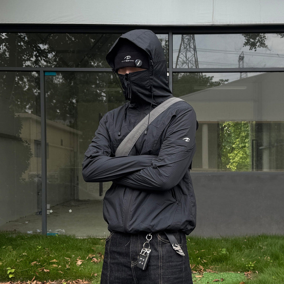 CATSSTAC Arc Panel Dual-Zip UV Protect Hooded Jacket-Jacket-Black-M-Free Shipping Leatheretro