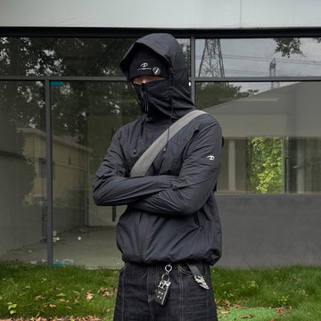 CATSSTAC Arc Panel Dual-Zip UV Protect Hooded Jacket-Jacket-Black-M-Free Shipping Leatheretro