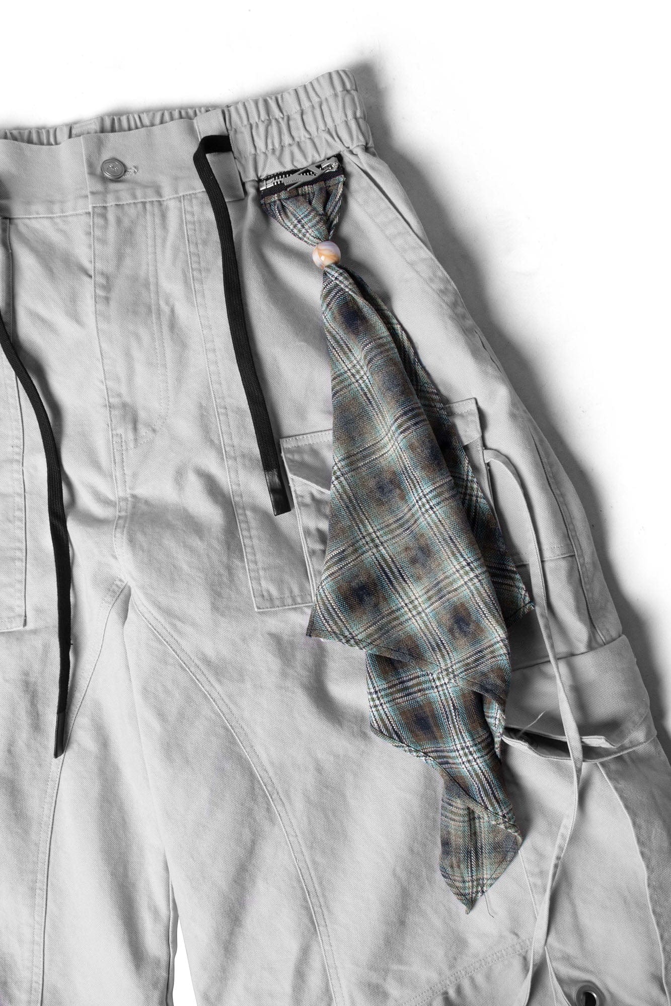 RELABEL Multi-Pocket Detachable Scarf Distressed Cargo Gray-Pants-XS-Free Shipping Leatheretro