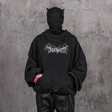 UNDERWATER Hellbound Wing Distressed Elevated Hoodie-Hoodie-S-Free Shipping Leatheretro