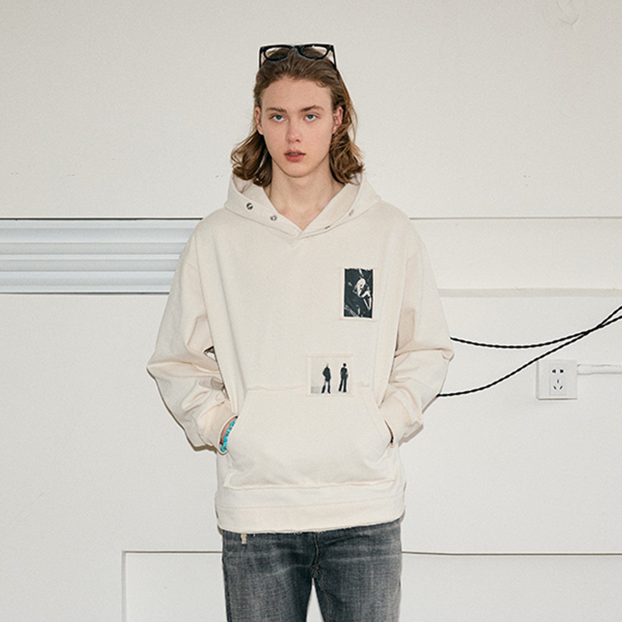 KREATE Abstract Graphics Patchwork Hoodie-Hoodie-S-White£¨Special Fabrics Have Particles)-Free Shipping Leatheretro