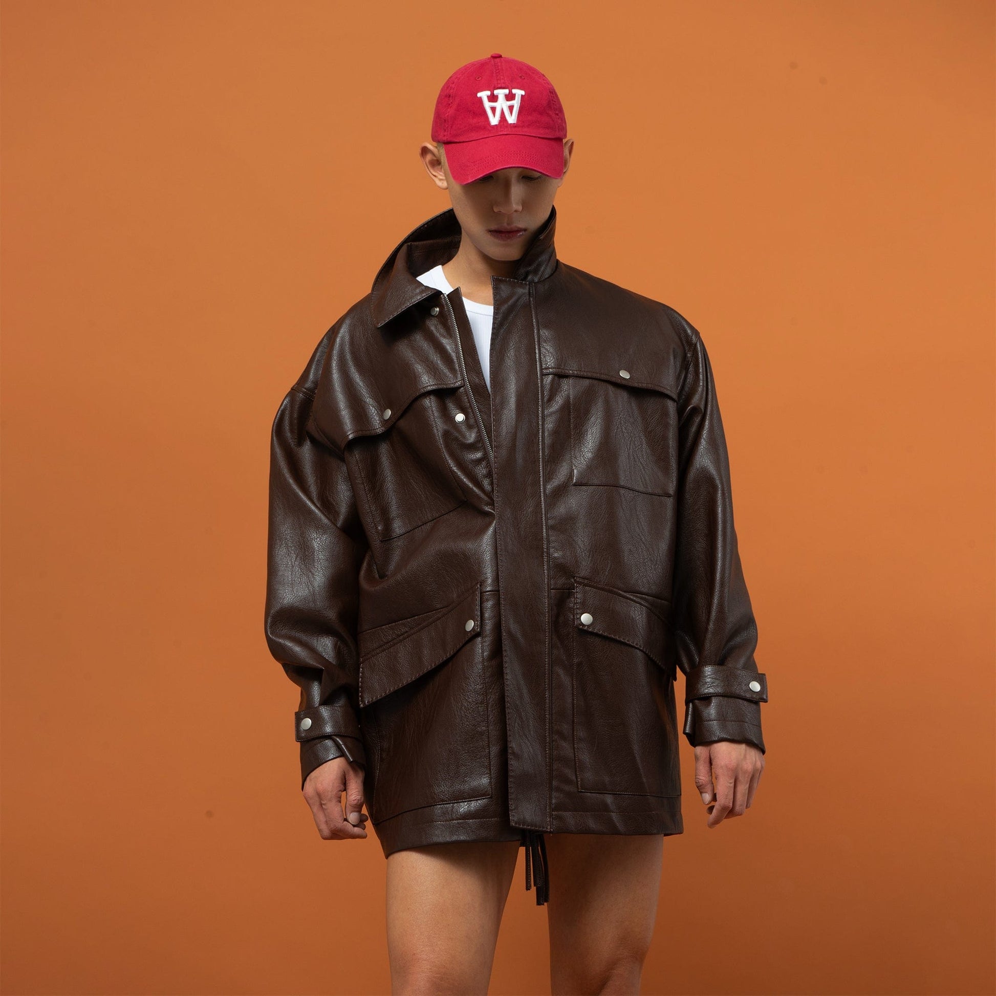 CLP Big Pocket Oversized Faux Leather Jacket-Jacket-S-Free Shipping Leatheretro