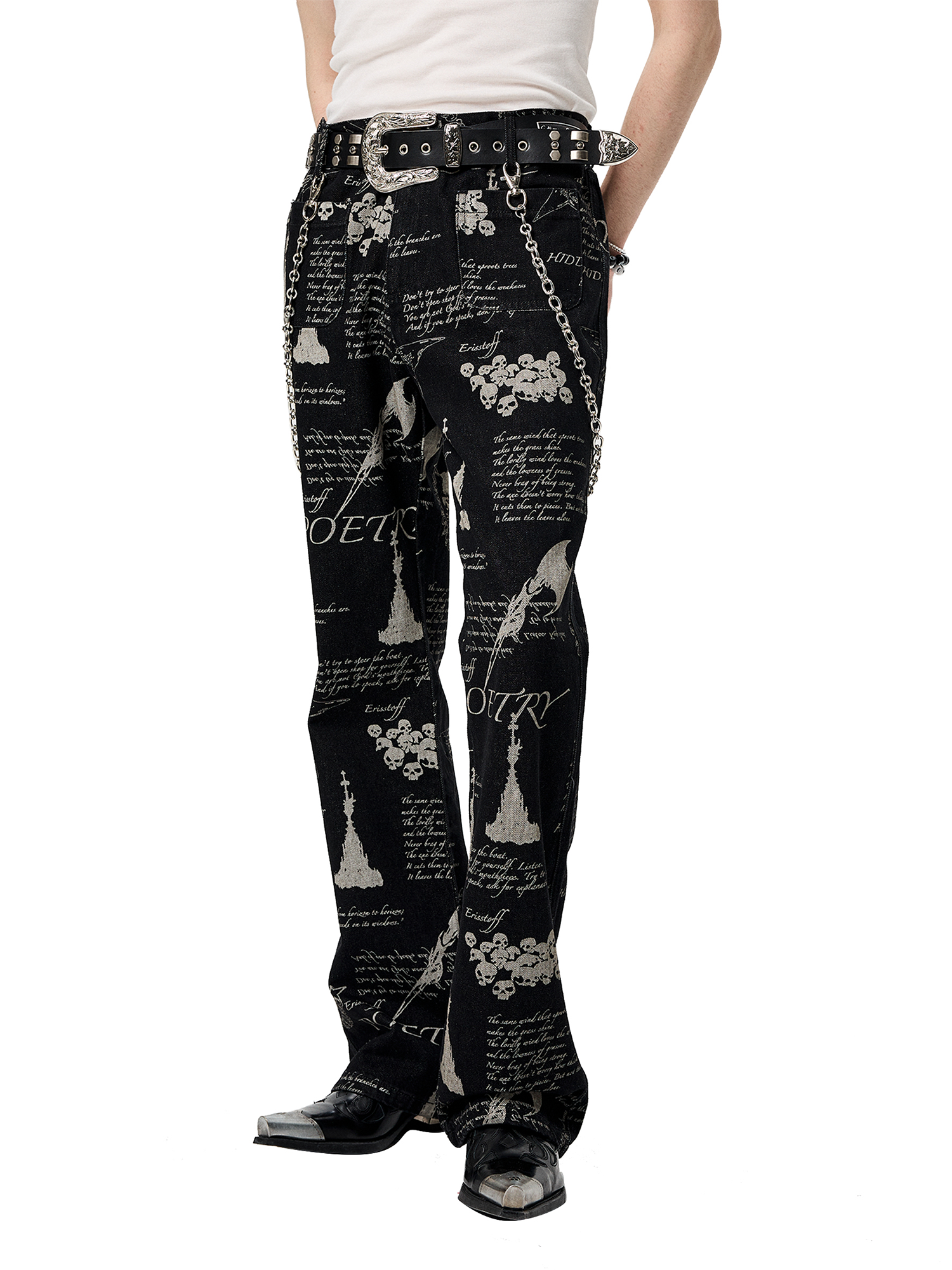 CYCYCY Punk Washed Graffiti Jeans-Jeans-XS / 28"-Free Shipping Leatheretro
