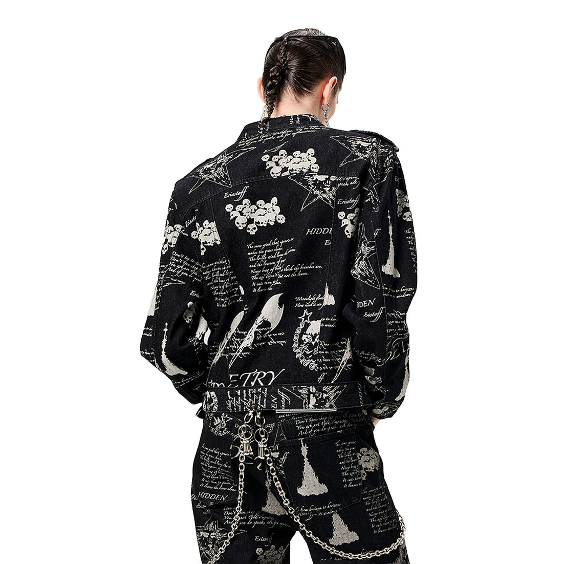 CYCYCY Punk Washed Graffiti Moto Denim Jacket-Jacket-XS-Free Shipping Leatheretro