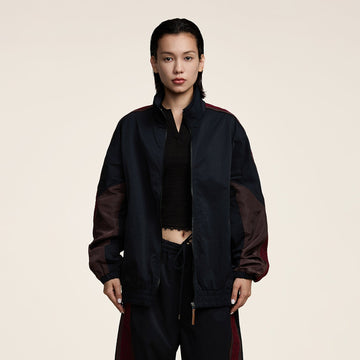 OPICLOTH Classic Color Block Stand Collar Jacket-Jacket-XS-Free Shipping Leatheretro