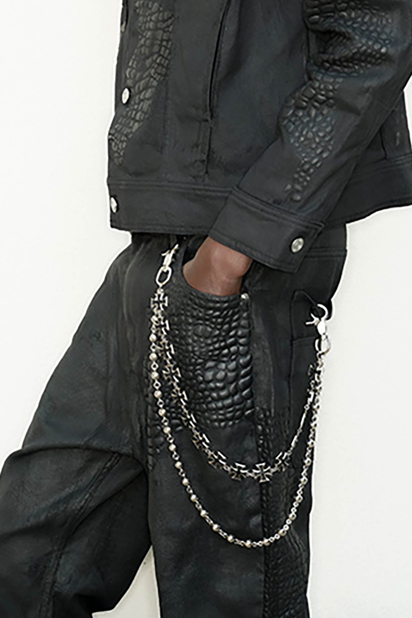 TRIANGLE PROJECT Waxed Serpentine Flared Jeans V2-Jeans-S-Free Shipping Leatheretro