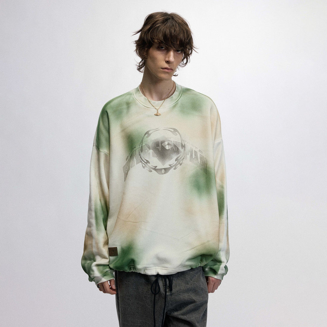 OVDY Faded Graphics Draw-String Long-Sleeve Tee-L/S Tee-S-White-Free Shipping Leatheretro