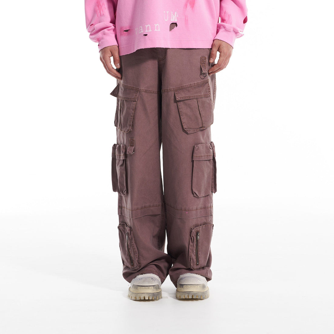 VANN VALRENCE Multi-Pocket Oversized Cotton Cargo Pants-Pants-S-Free Shipping Leatheretro
