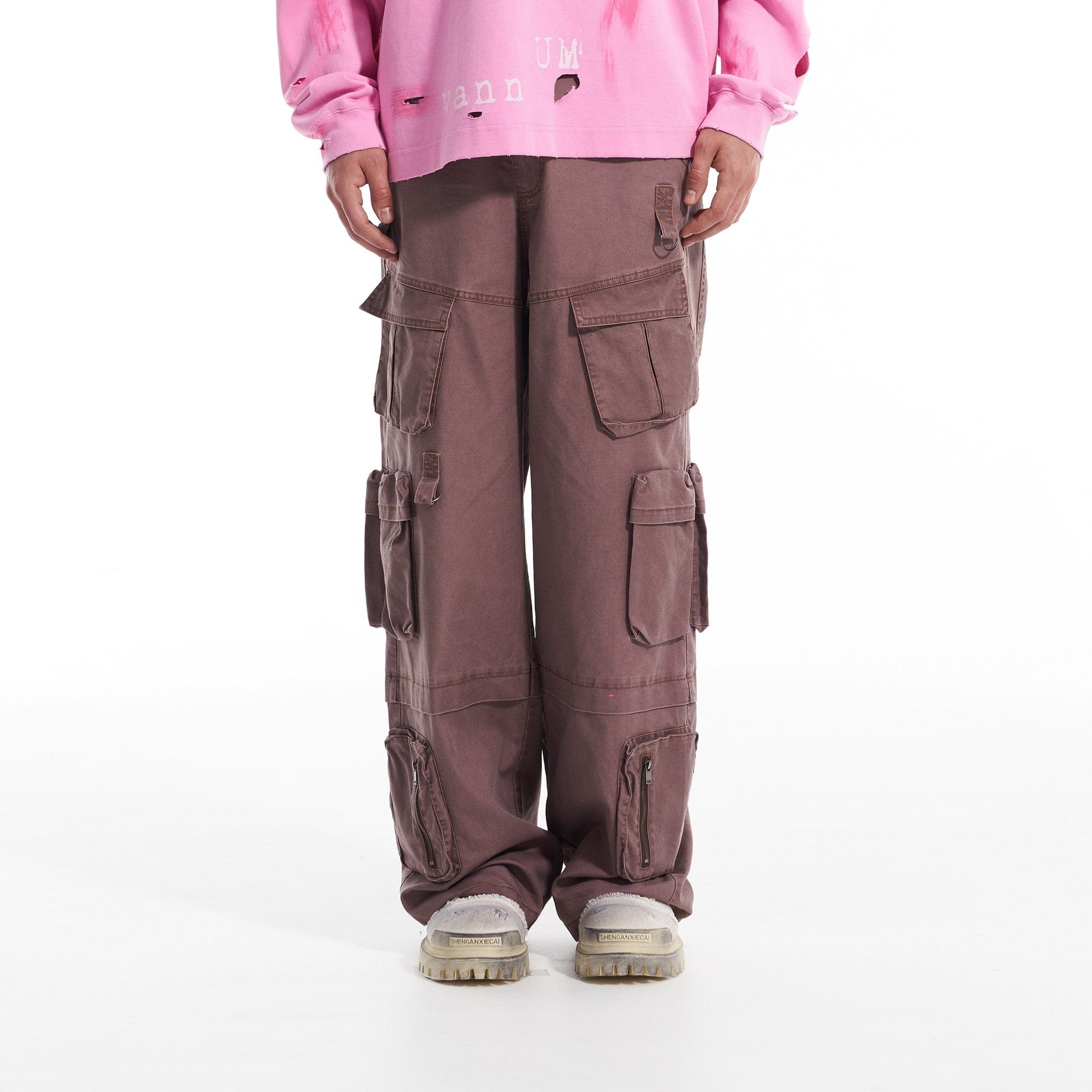 VANN VALRENCE Multi-Pocket Oversized Cotton Cargo Pants-Pants-S-Free Shipping Leatheretro
