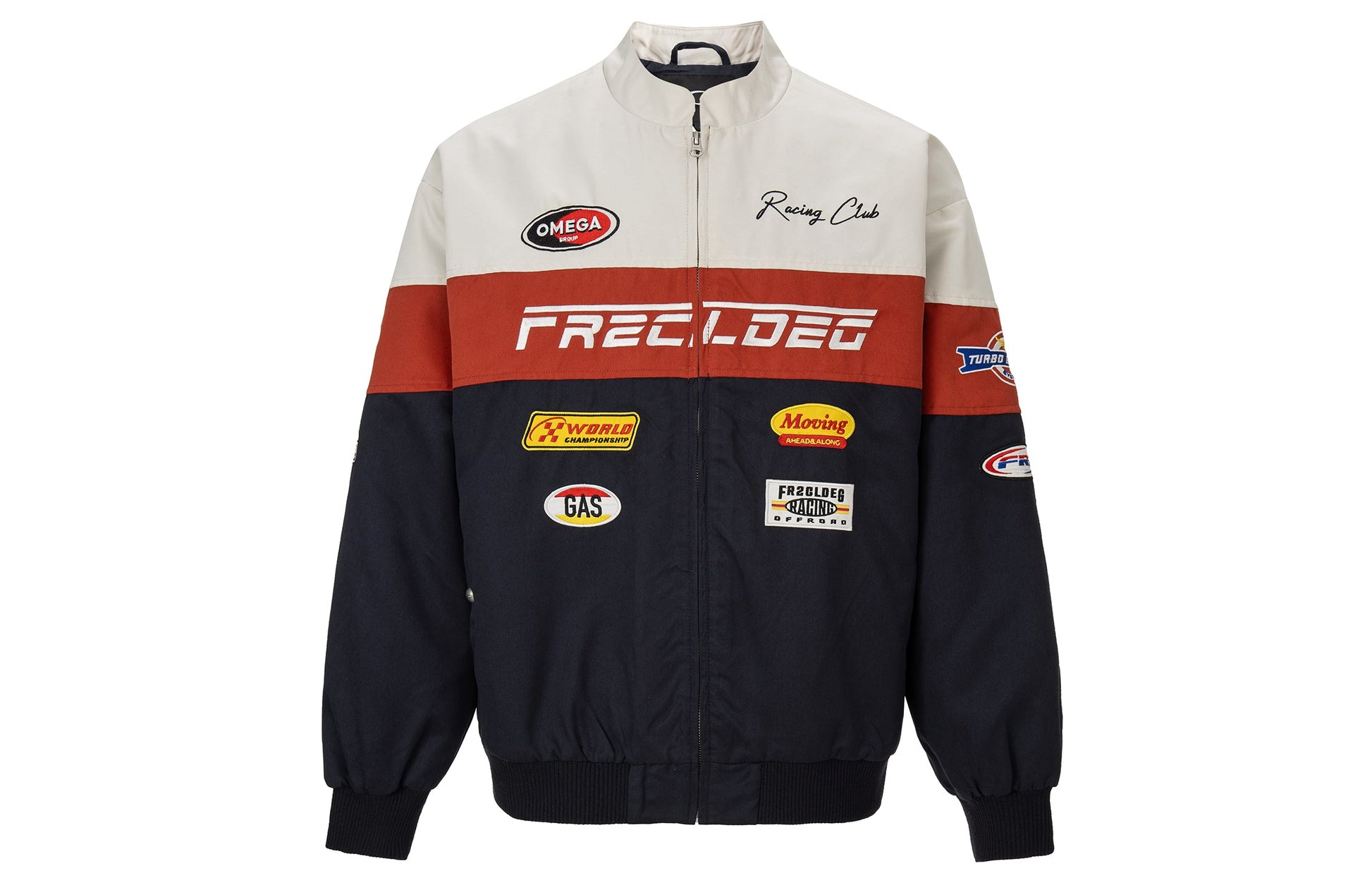 F2CE Retro Contrast Racing Patch Jacket-Jacket-S-Padded-Free Shipping Leatheretro