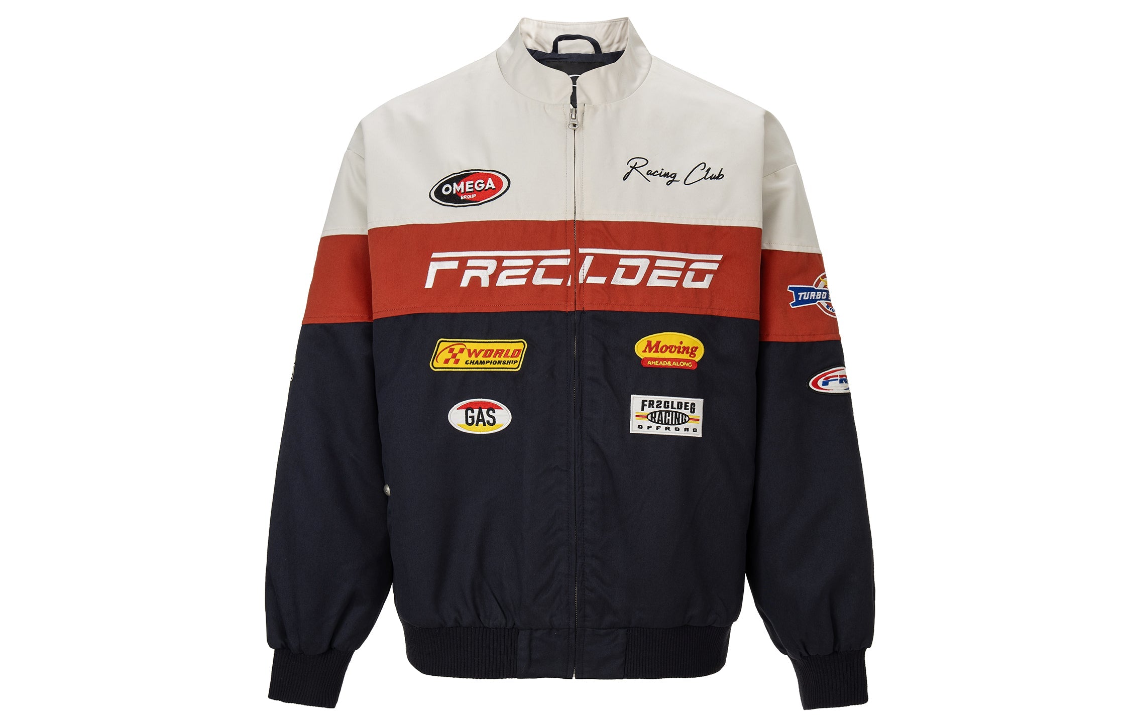 F2CE Retro Contrast Racing Patch Jacket-Jacket-S-Padded-Free Shipping Leatheretro