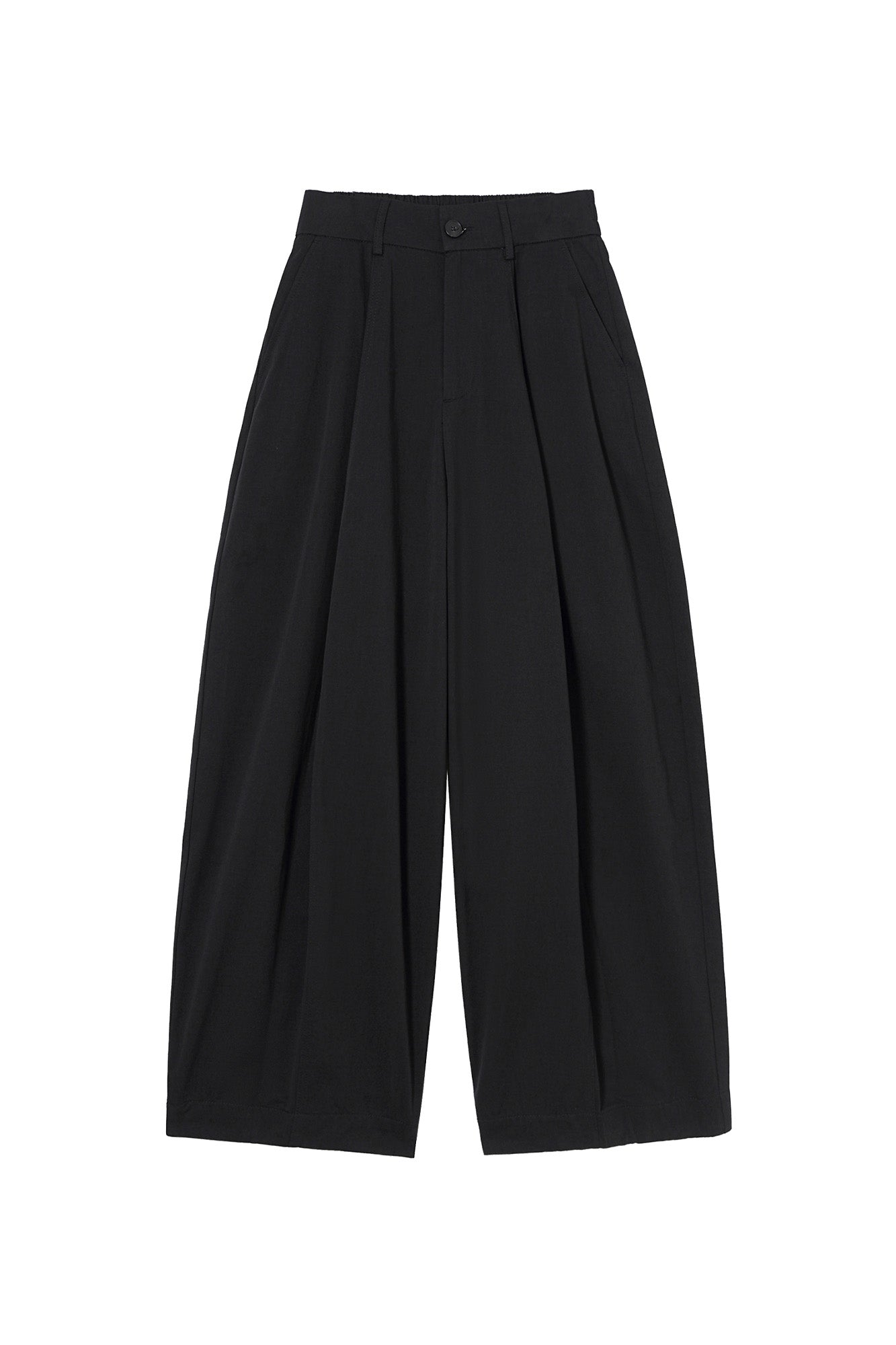 CLP High-Waist Curved Wide-Leg Pants-Pants-S-Black-Free Shipping Leatheretro