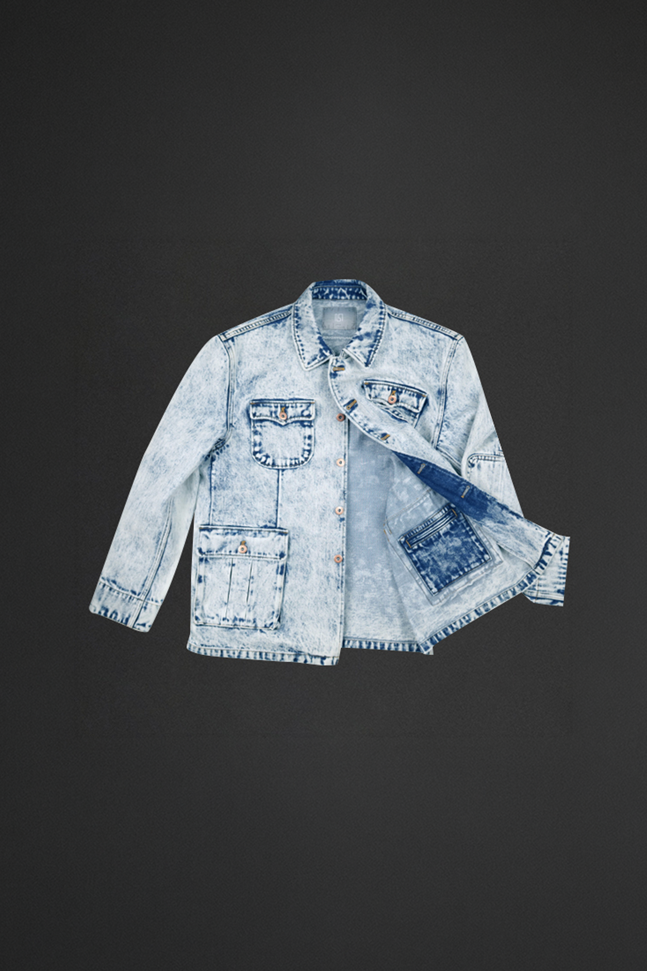 NIANJIUYIKOUER Snow-Washed Stand-Collar Denim Workwear Jacket-Jacket-S-Free Shipping Leatheretro