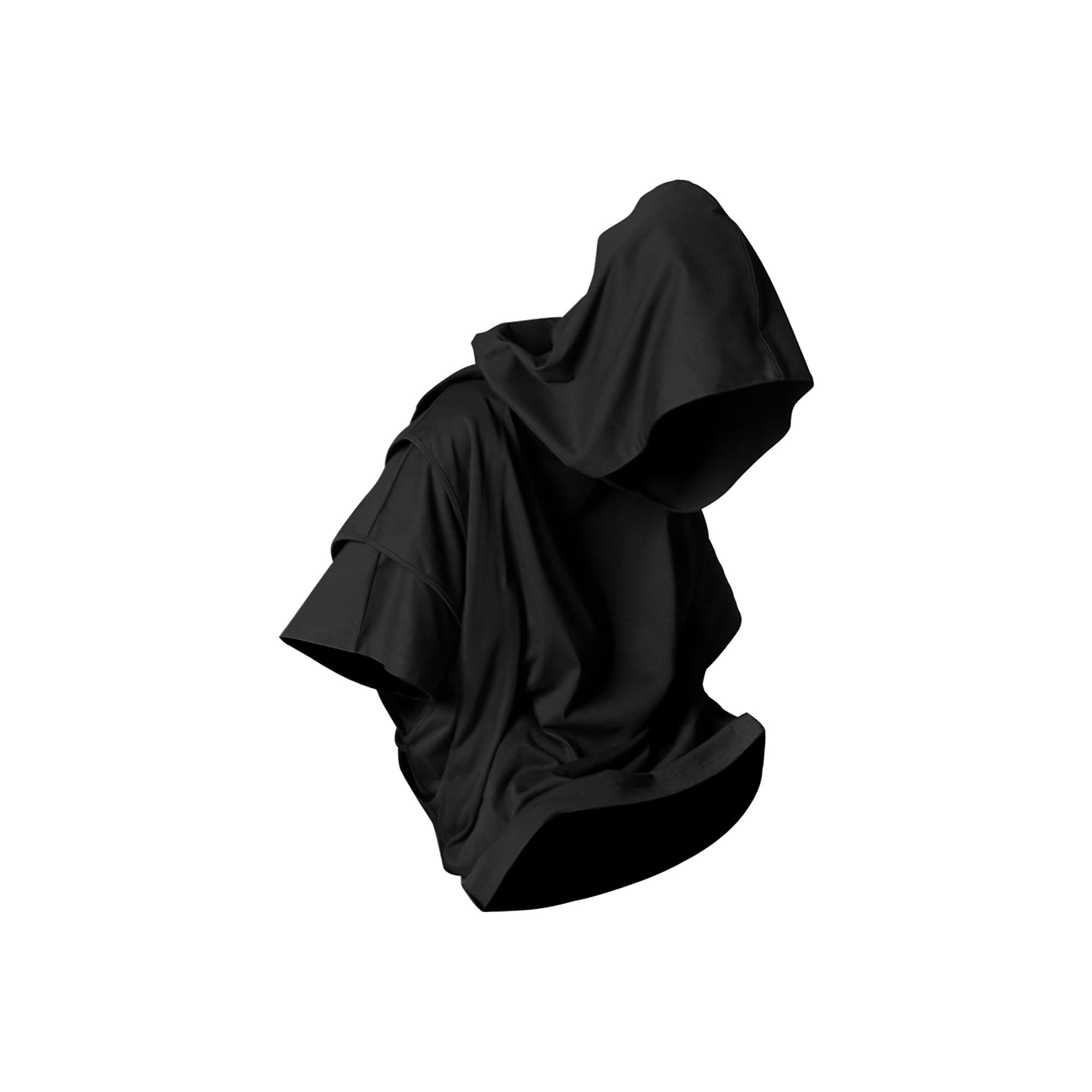 RELABEL Detachable Hood Layered Sleeve T-Shirt-T Shirt-XS-Dark Gray-Free Shipping Leatheretro