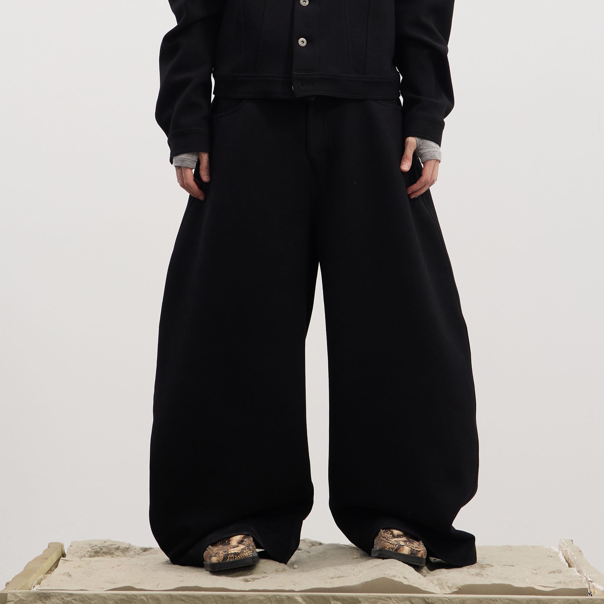 DND4DES Essential Wool-Blend Baggy Pants-Pants-S-Black-Free Shipping Leatheretro