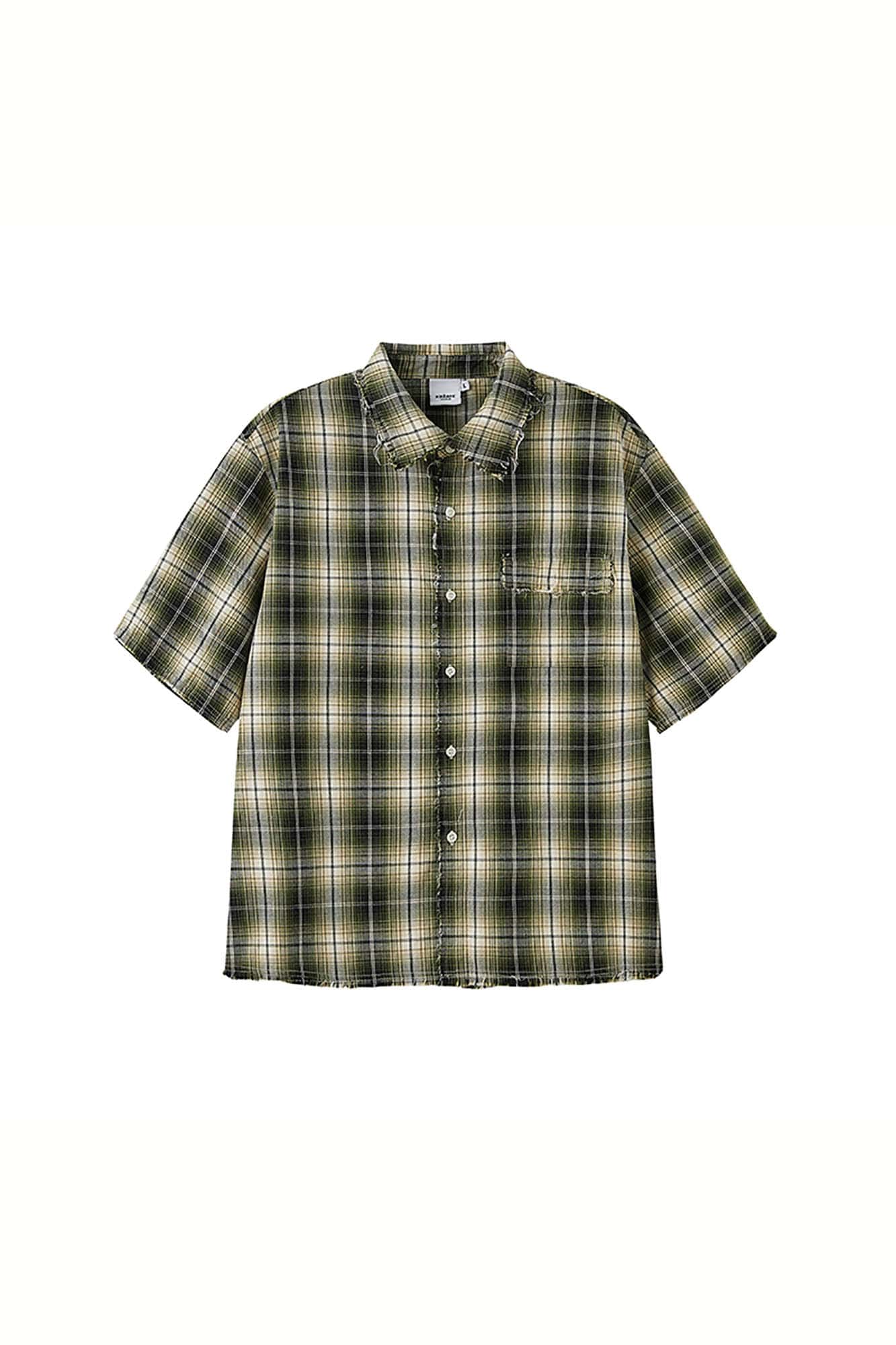 KREATE Frayed Tie-Dye Plaid Half Shirt-Half shirt-S-Pink-Free Shipping Leatheretro