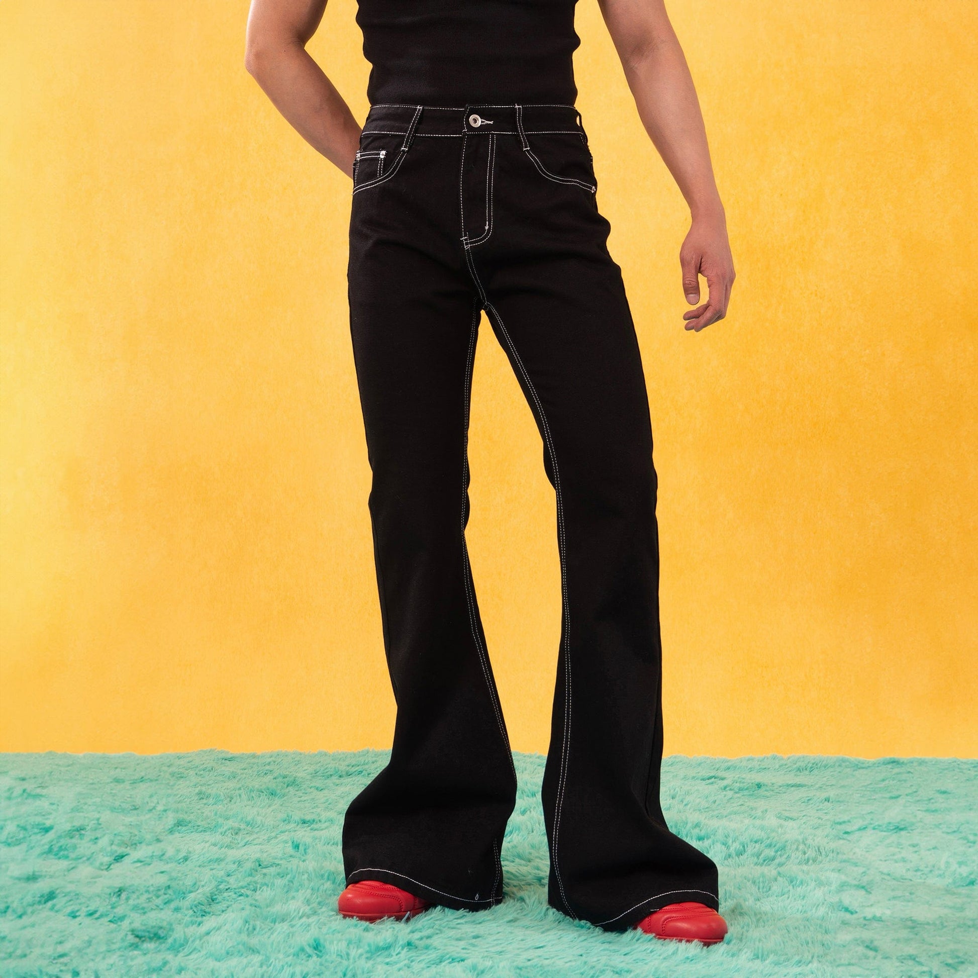 CLP Retro Stitch Ribbon Flared Jeans-Jeans-S-Free Shipping Leatheretro