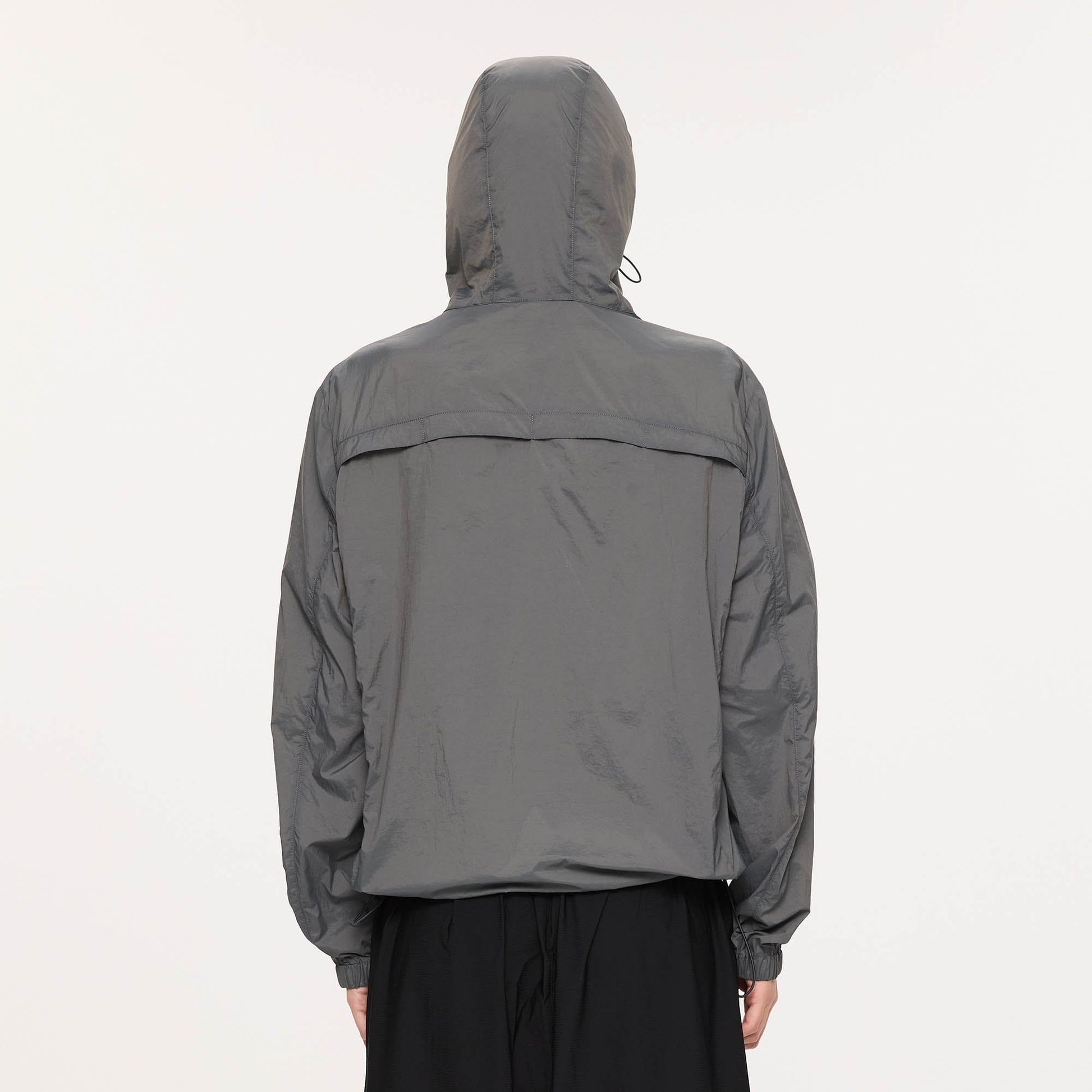 KREATE Asymmetrical Zip Mesh-Paneled UV Protection Hooded Jacket-Jacket-S-Light Gray-Free Shipping Leatheretro