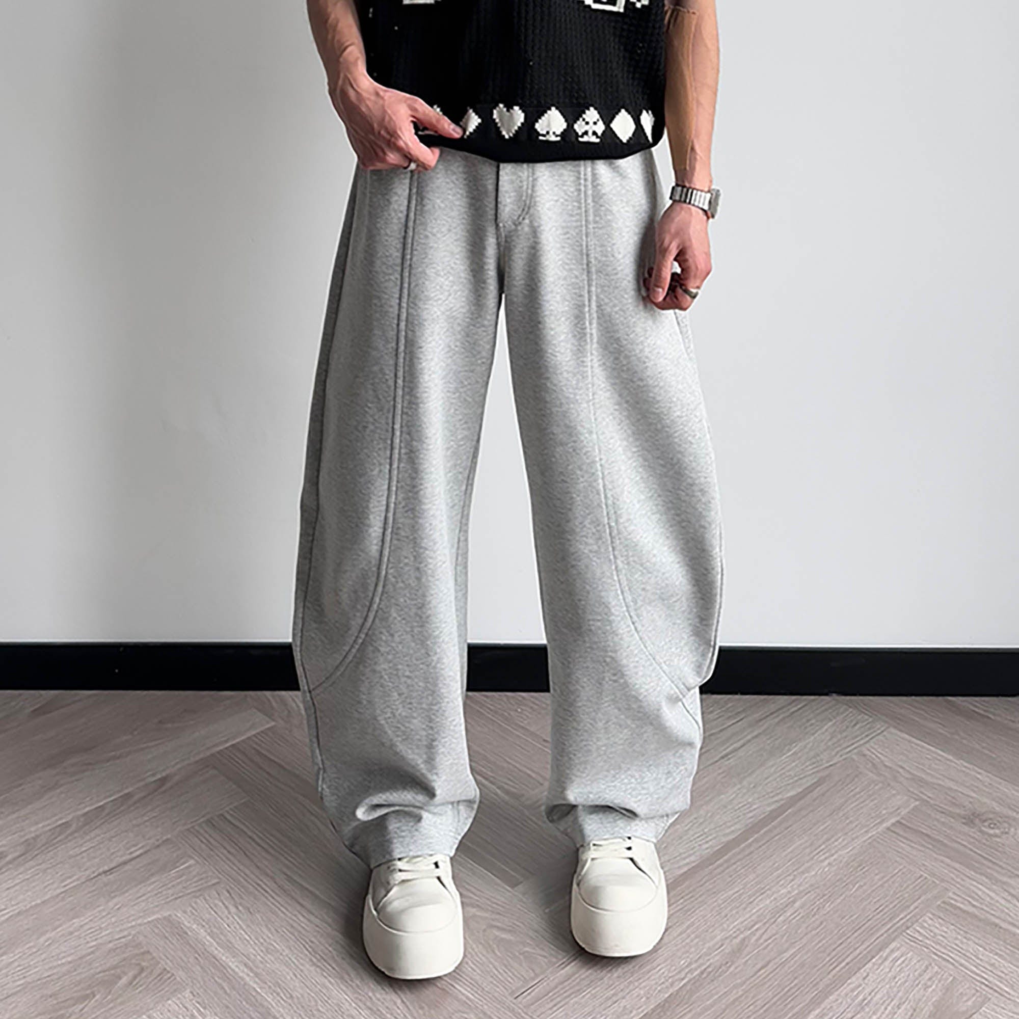 KREATE Curved-Spliced Sorona Quick-Dry Sweatpants-Pants-S-Gray-Free Shipping Leatheretro