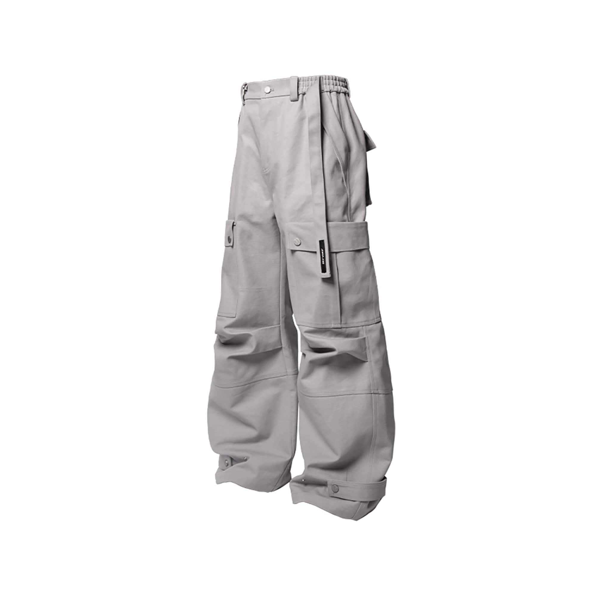 RELABEL Multi-Pocket Oversized Workwear Cargo Pants Gray-Pants-XS-Free Shipping Leatheretro
