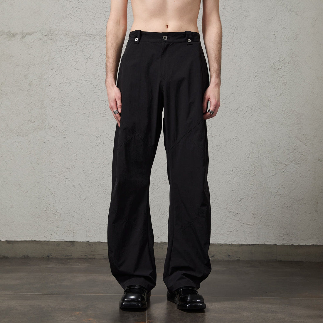 ORGANIC EMOTION Retro Spliced Curved Pants-Pants-S-Gray-Free Shipping Leatheretro