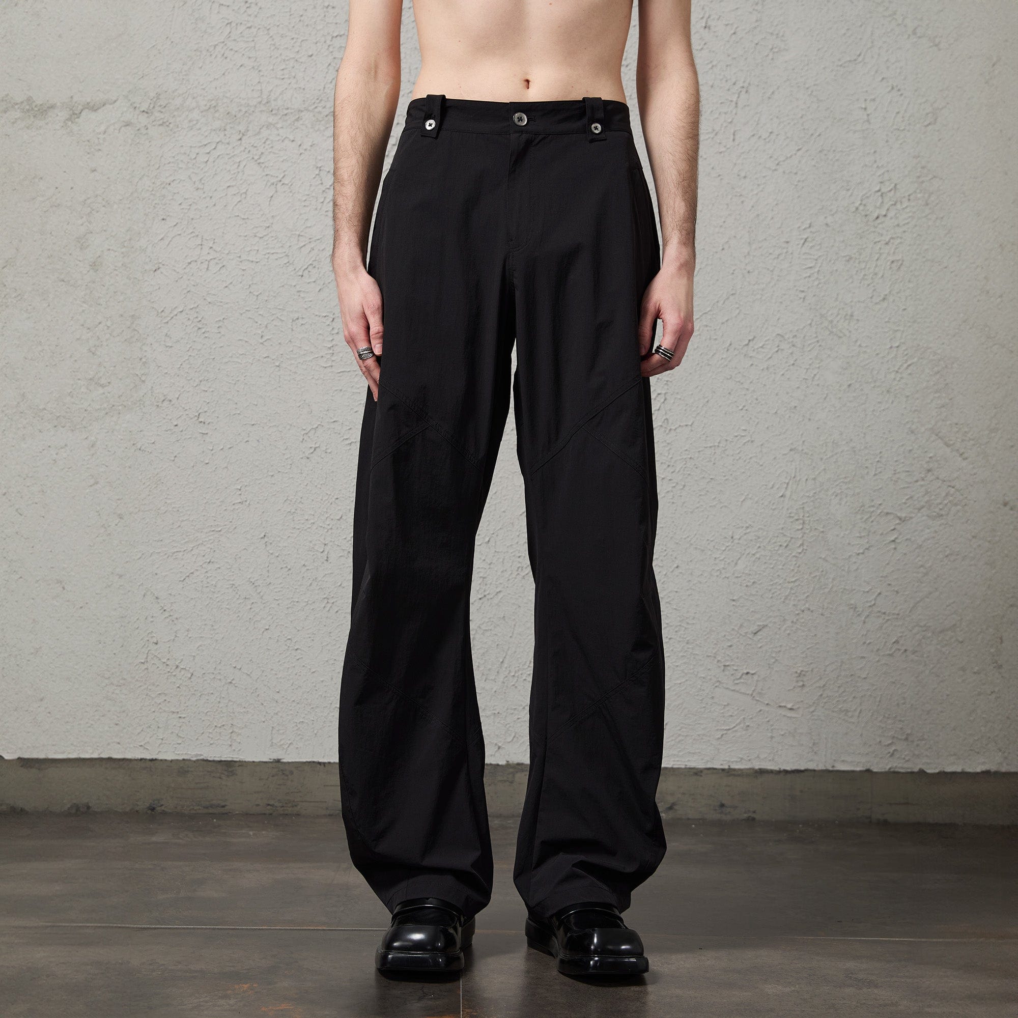 ORGANIC EMOTION Retro Spliced Curved Pants-Pants-S-Black-Free Shipping Leatheretro