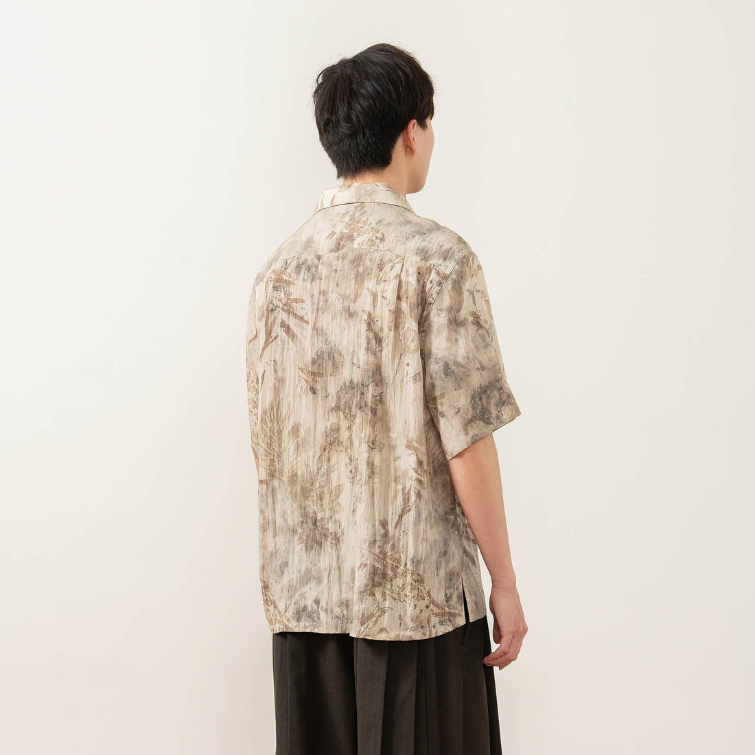 MOITIEDEPETALE Wrinkled Tie-Dyed Botanical Half Shirt-Half shirt-XS-Free Shipping Leatheretro