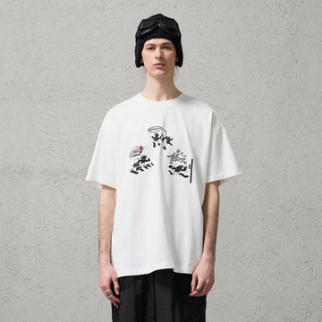 ORGANIC EMOTION Birdman Doodle Graphic T-Shirt-T Shirt-S-Free Shipping Leatheretro