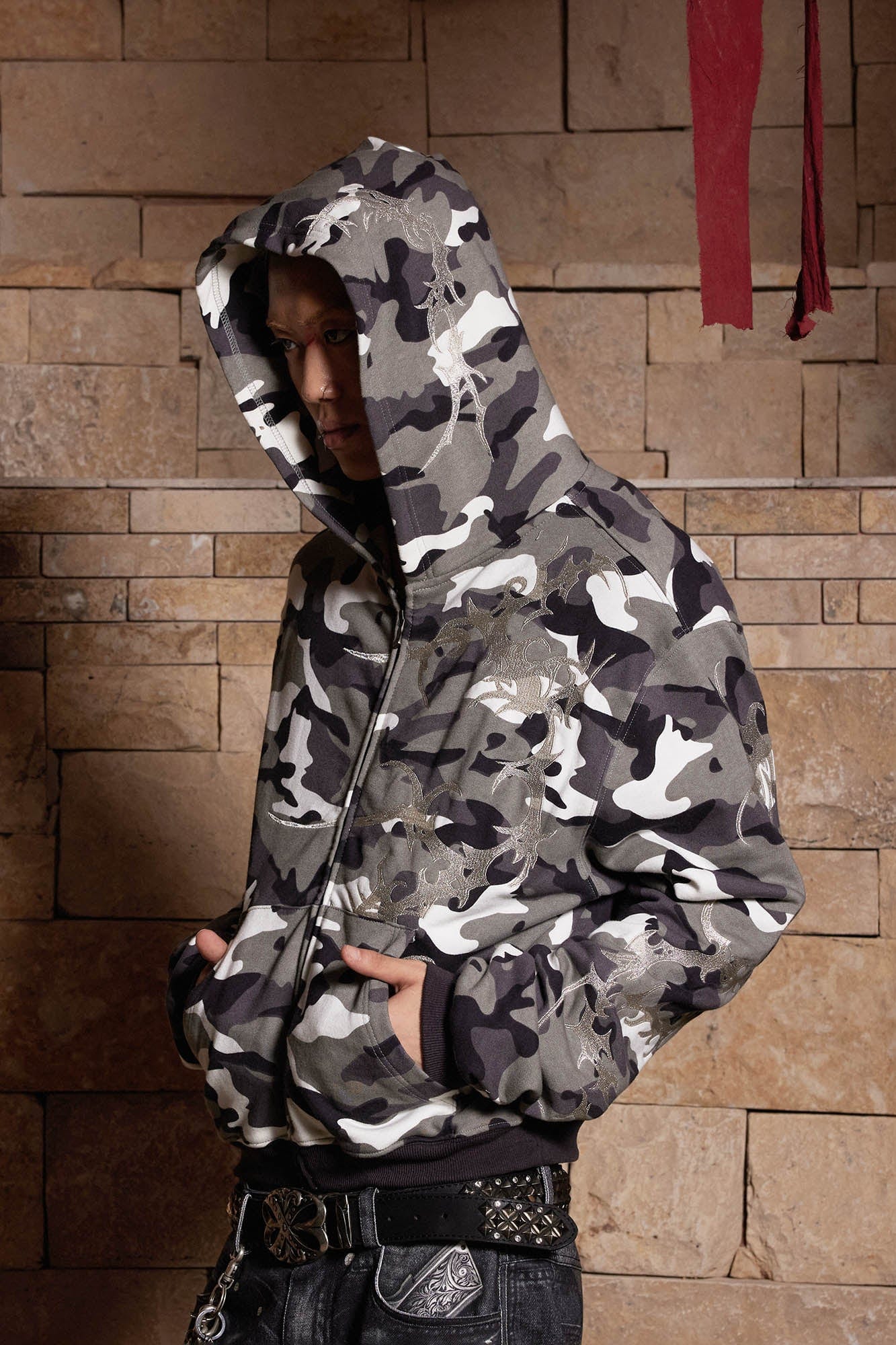 DND4DES Camo Zip-up Embroidery Hoodie-Hoodie-S-Free Shipping Leatheretro