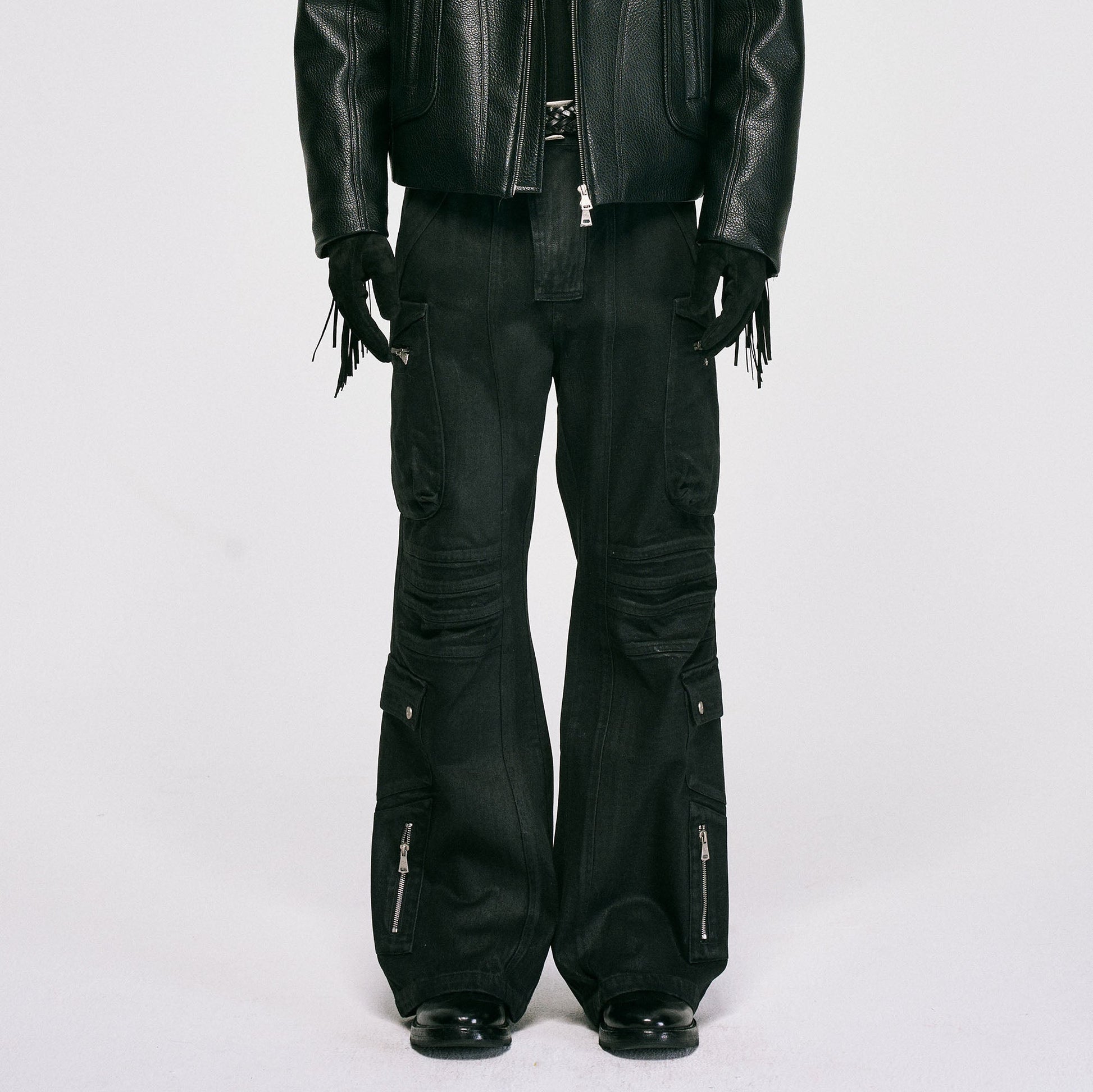 CATSSTAC Waxed Multi-Pockets Utility Cargo Pants-Pants-M-Free Shipping Leatheretro