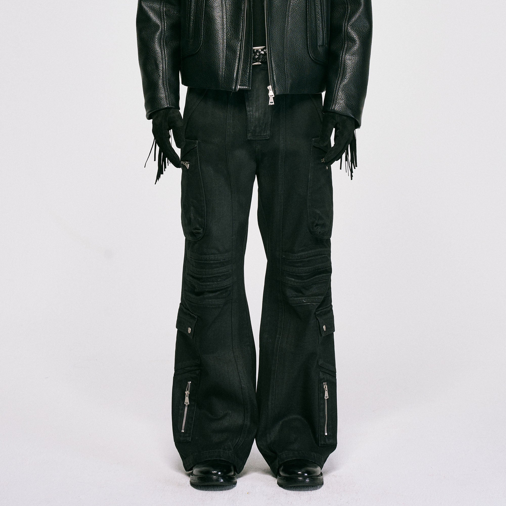 CATSSTAC Waxed Multi-Pockets Utility Cargo Pants-Pants-M-Free Shipping Leatheretro