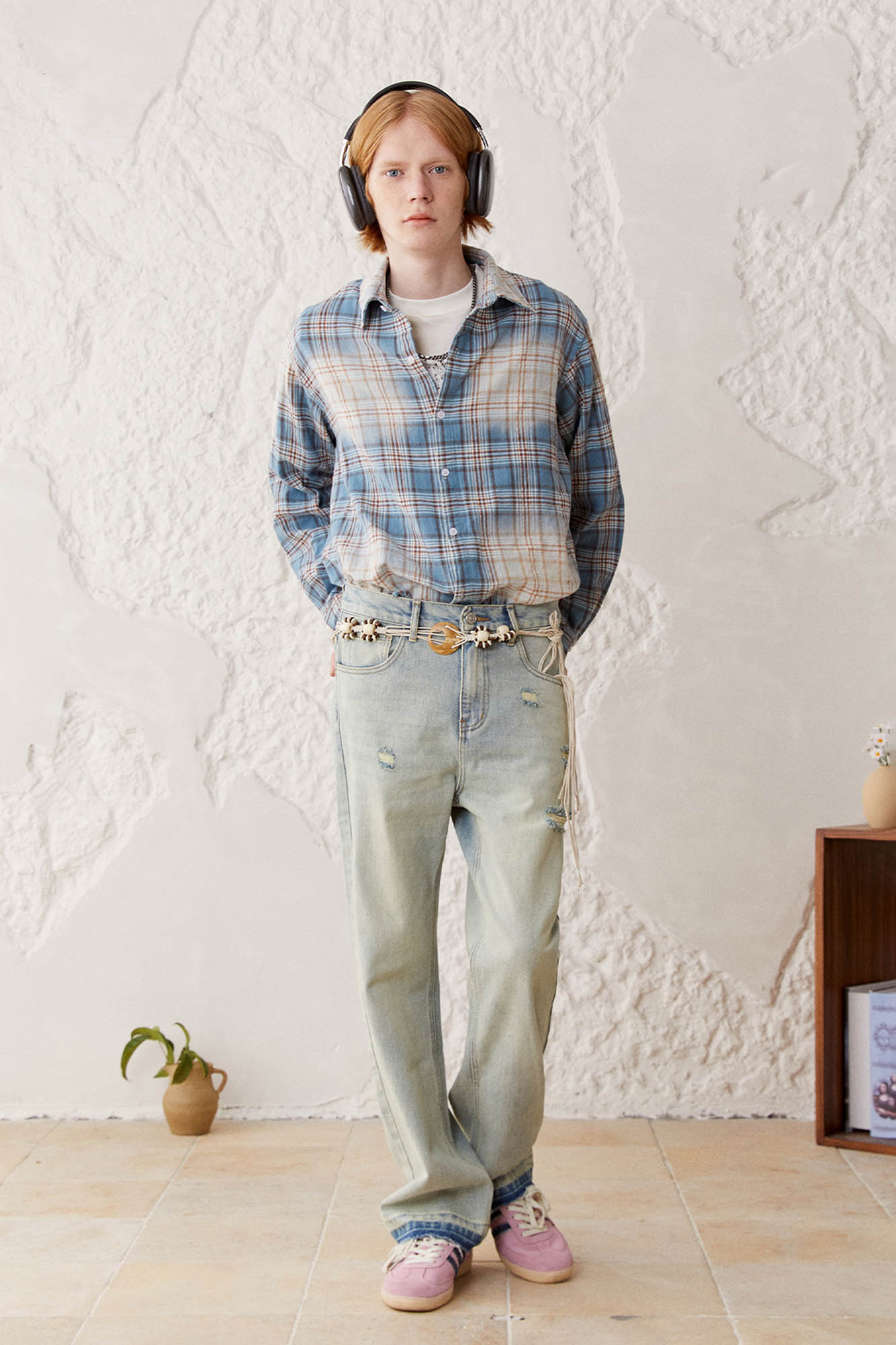 KREATE Faded Plaid Shirt-Shirt-S-Free Shipping Leatheretro