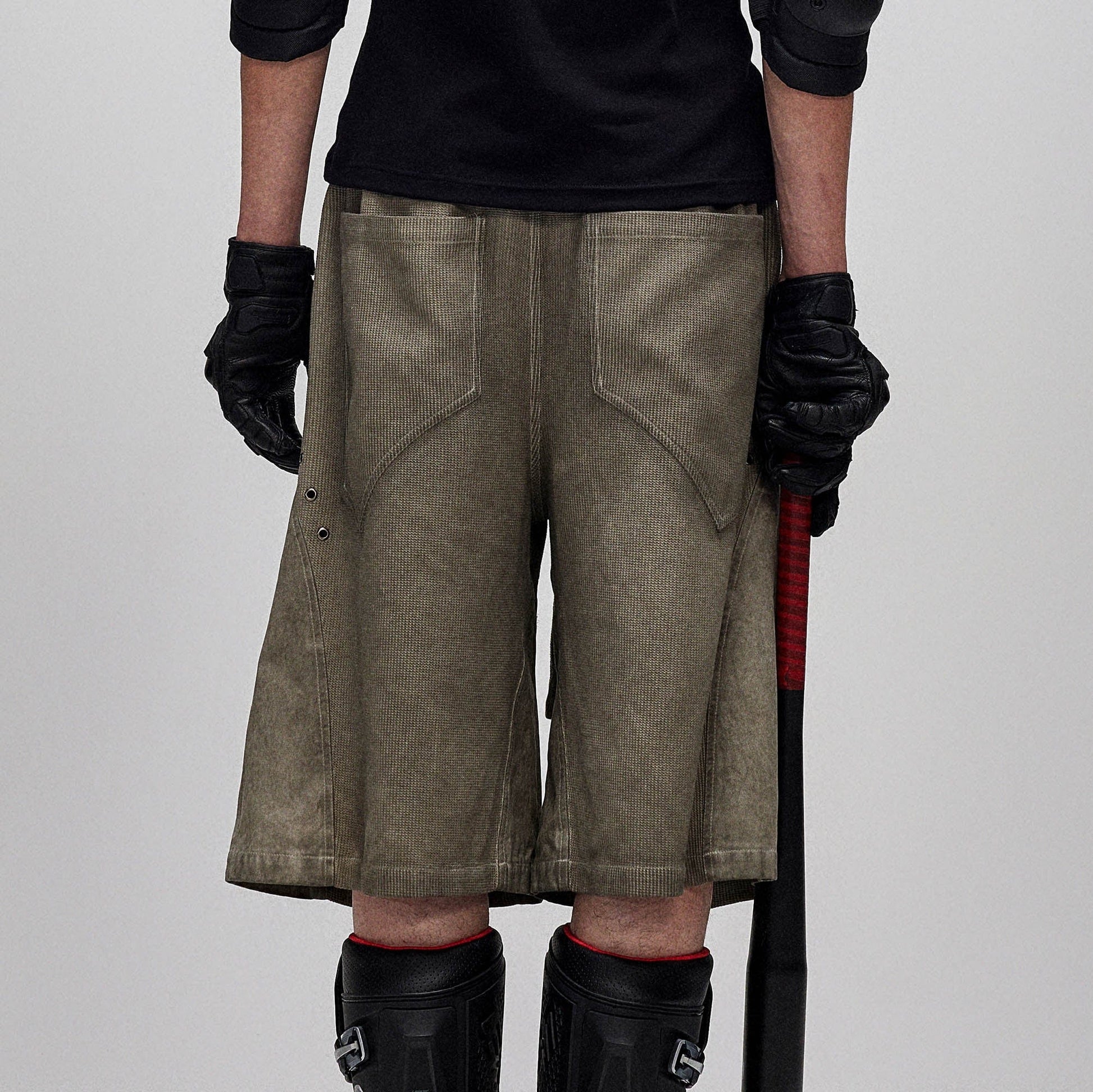 FLYERRER Dirty Fit Layered Frayed Knee Shorts-Shorts-S-Free Shipping Leatheretro