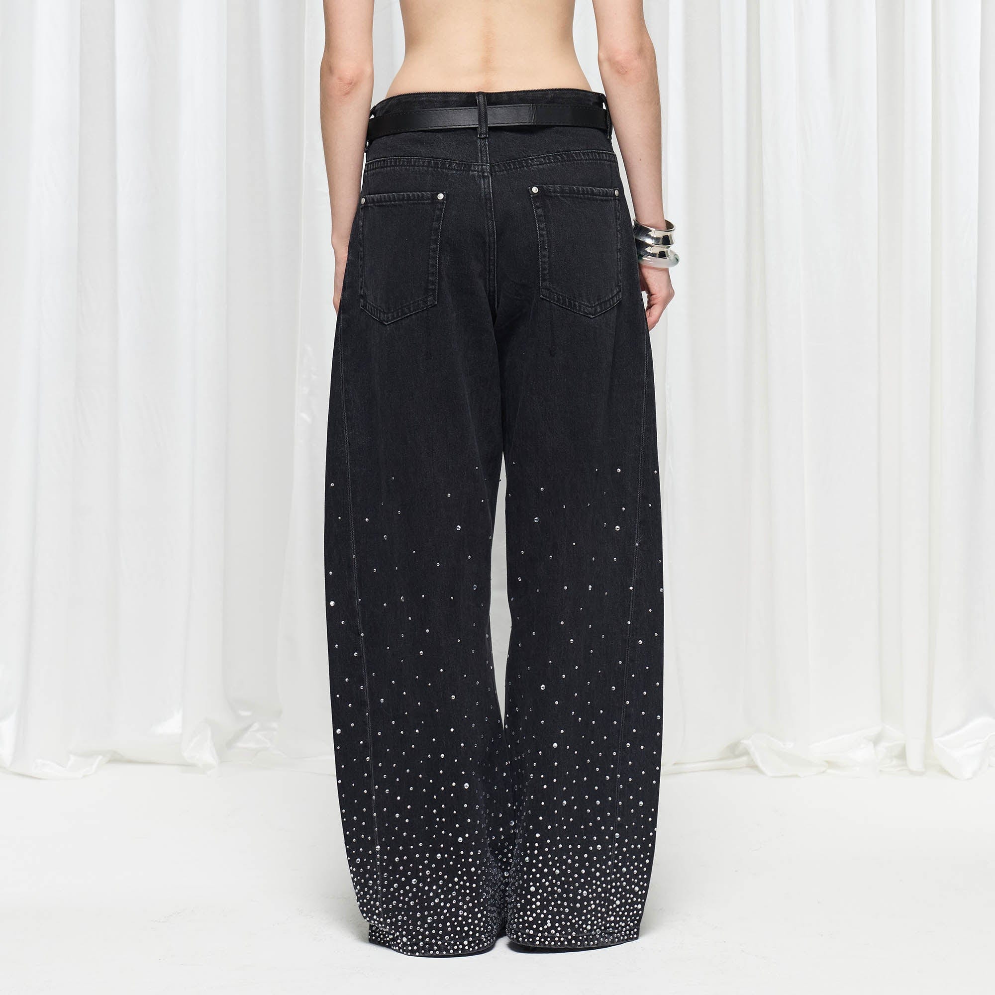 DND4DES¡ÁFaychui Radiant Diamond Wide-Leg Jeans-Jeans-S-Free Shipping Leatheretro