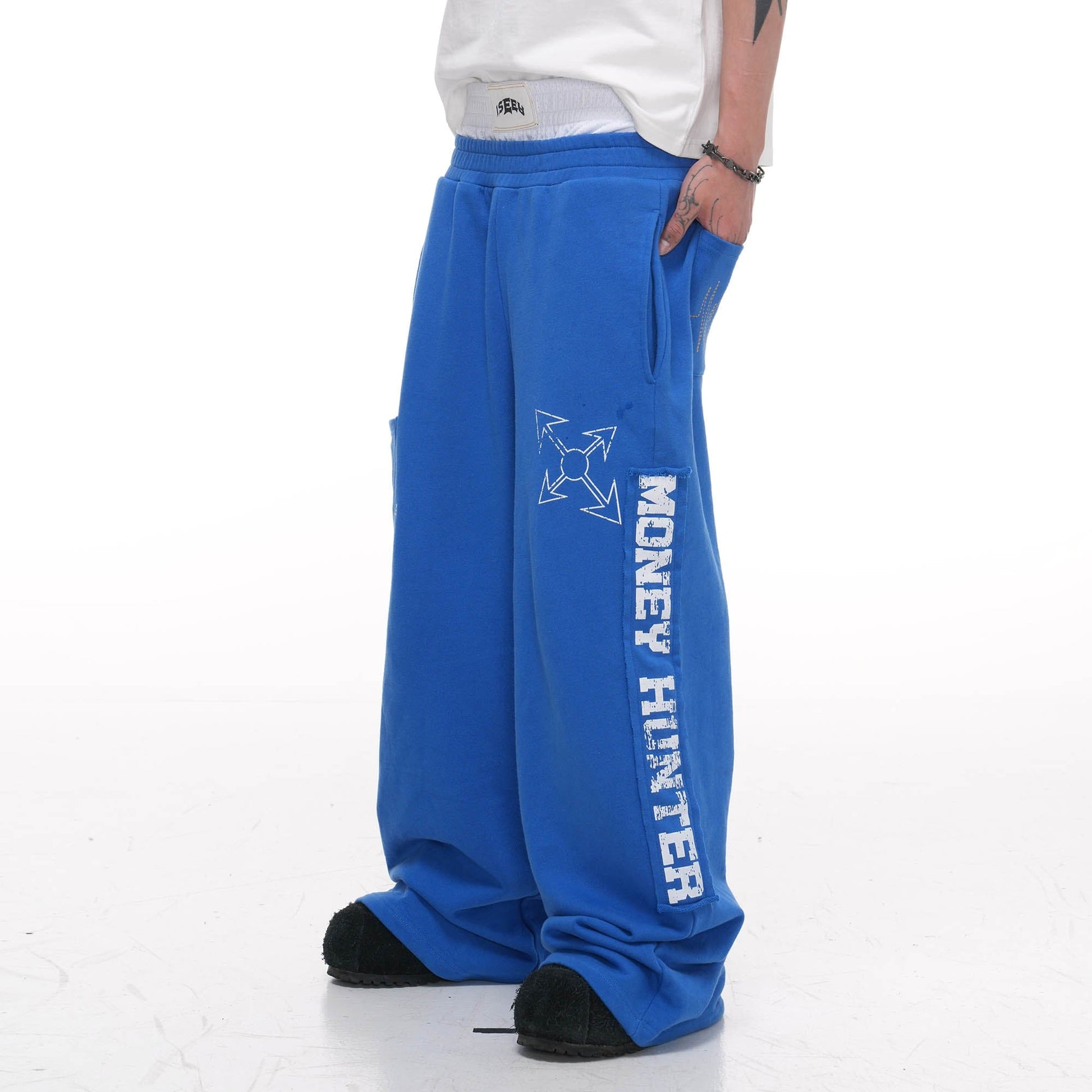 PHANTOMHUNTER Double-Waist Graphics Embroidered Baggy Sweatpants-Pants-S-Free Shipping Leatheretro