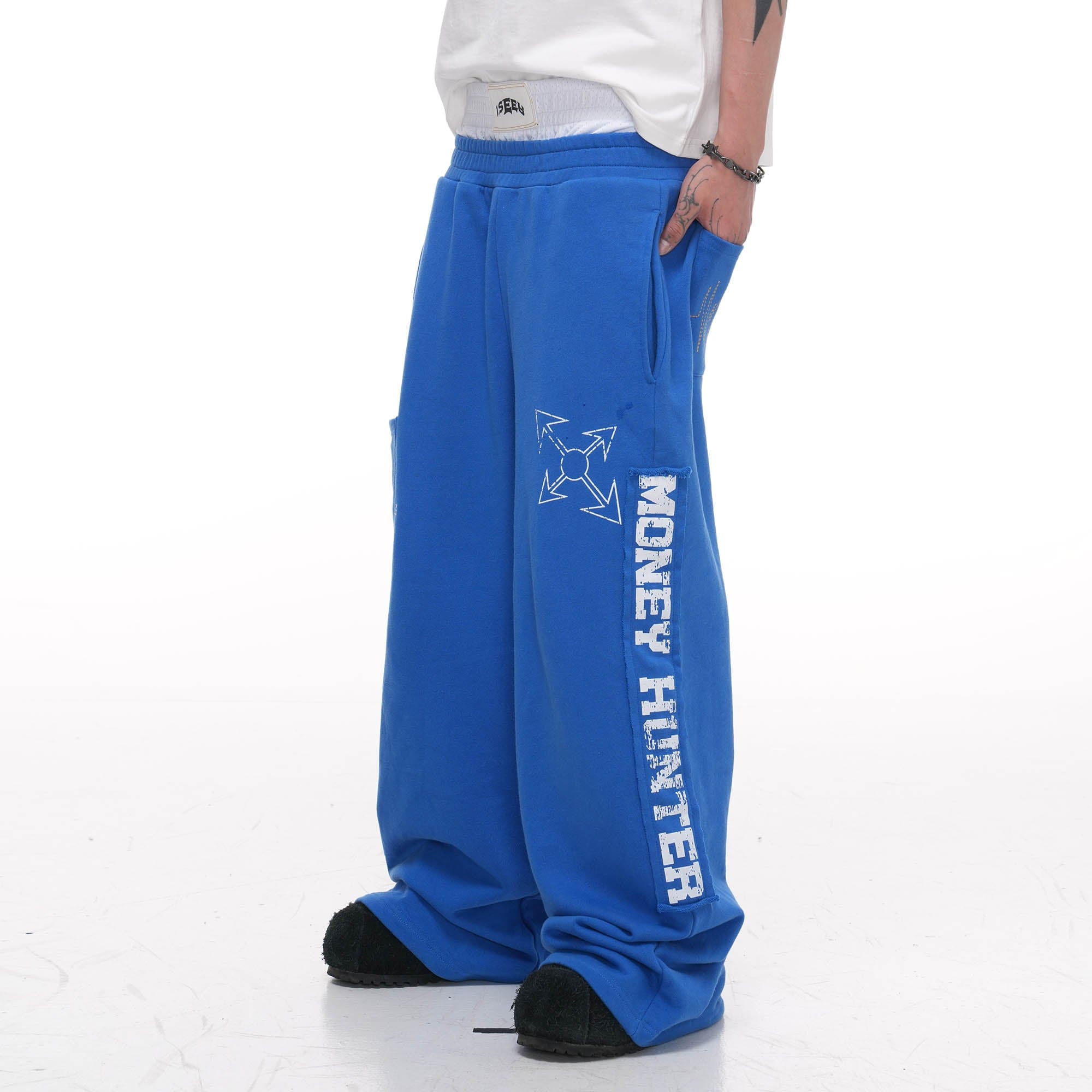 PHANTOMHUNTER Double-Waist Graphics Embroidered Baggy Sweatpants-Pants-S-Free Shipping Leatheretro