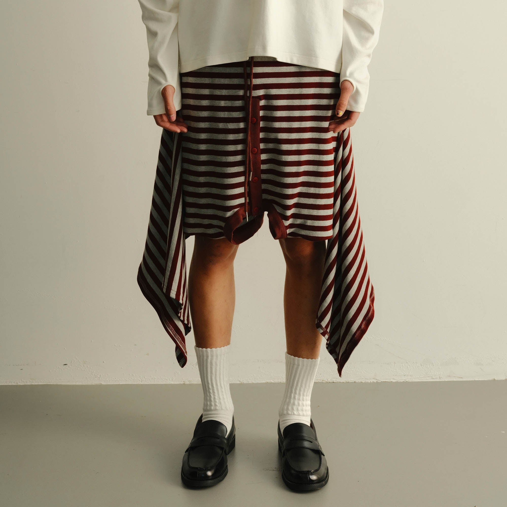 KADAKADA Sweater-Reworked Striped Knit Shorts-Shorts-M-Free Shipping Leatheretro