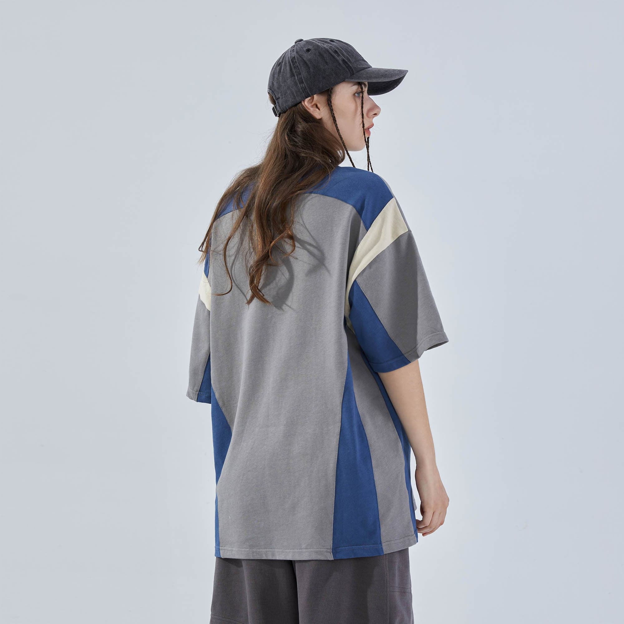 ERROR CODE ROBOT Retro Contrast Spliced Oversized T-Shirt-T Shirt-XS-Free Shipping Leatheretro