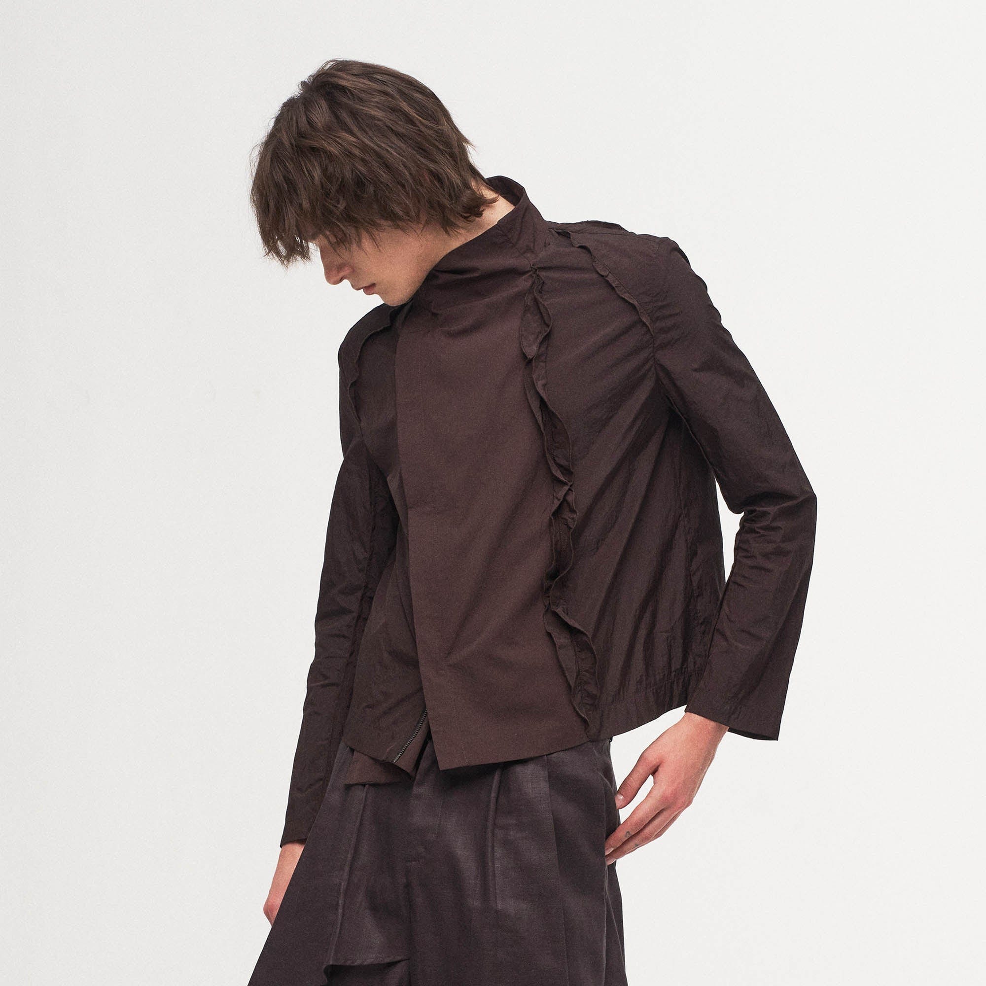 ILNya Nieternite Nifutur Ruffled Spliced High-Neck Jacket-Jacket-S(0)-Free Shipping Leatheretro
