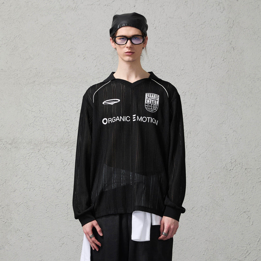 ORGANIC EMOTION Retro Sheer Striped Knit Raglan Jersey-L/S Tee-S-White-Free Shipping Leatheretro