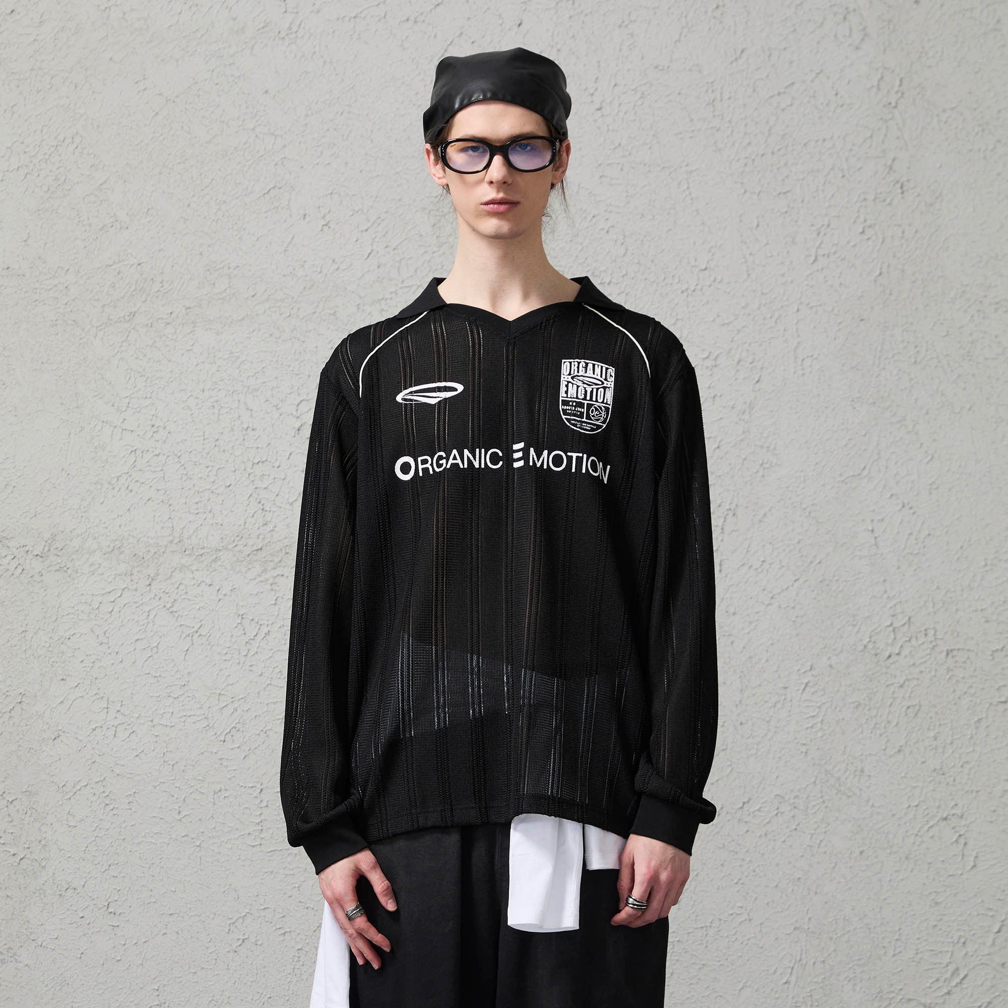 ORGANIC EMOTION Retro Sheer Striped Knit Raglan Jersey-L/S Tee-S-Black-Free Shipping Leatheretro