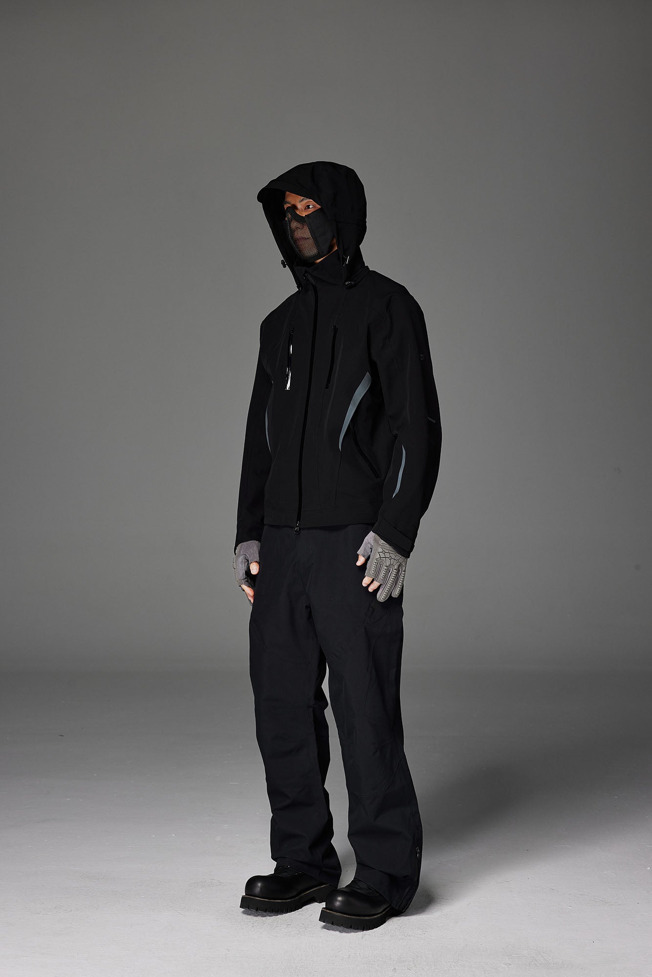 CATSSTAC Reflective Panels Tech Windbreaker Hooded Jacket-Jacket-M-Free Shipping Leatheretro