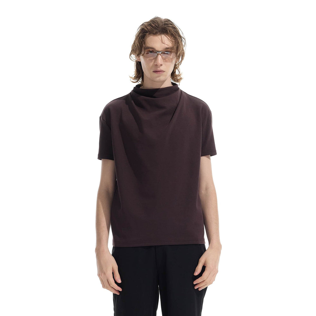 WHISTLEHUNTER Essential Crinkled Mock T-Shirt-T Shirt-S-Black-Free Shipping Leatheretro