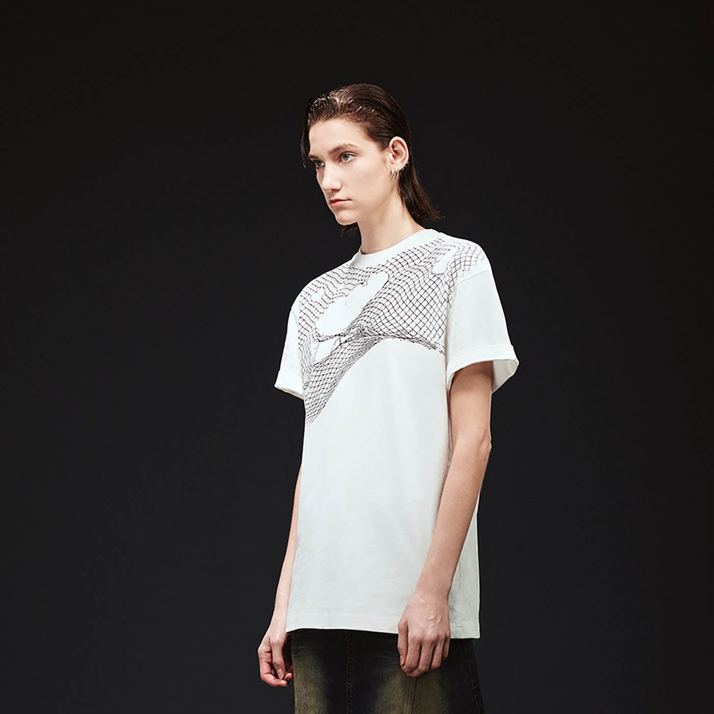 ARTIFICIAL WORLD Broken Mesh Graphic T-Shirt-T Shirt-S-Free Shipping Leatheretro