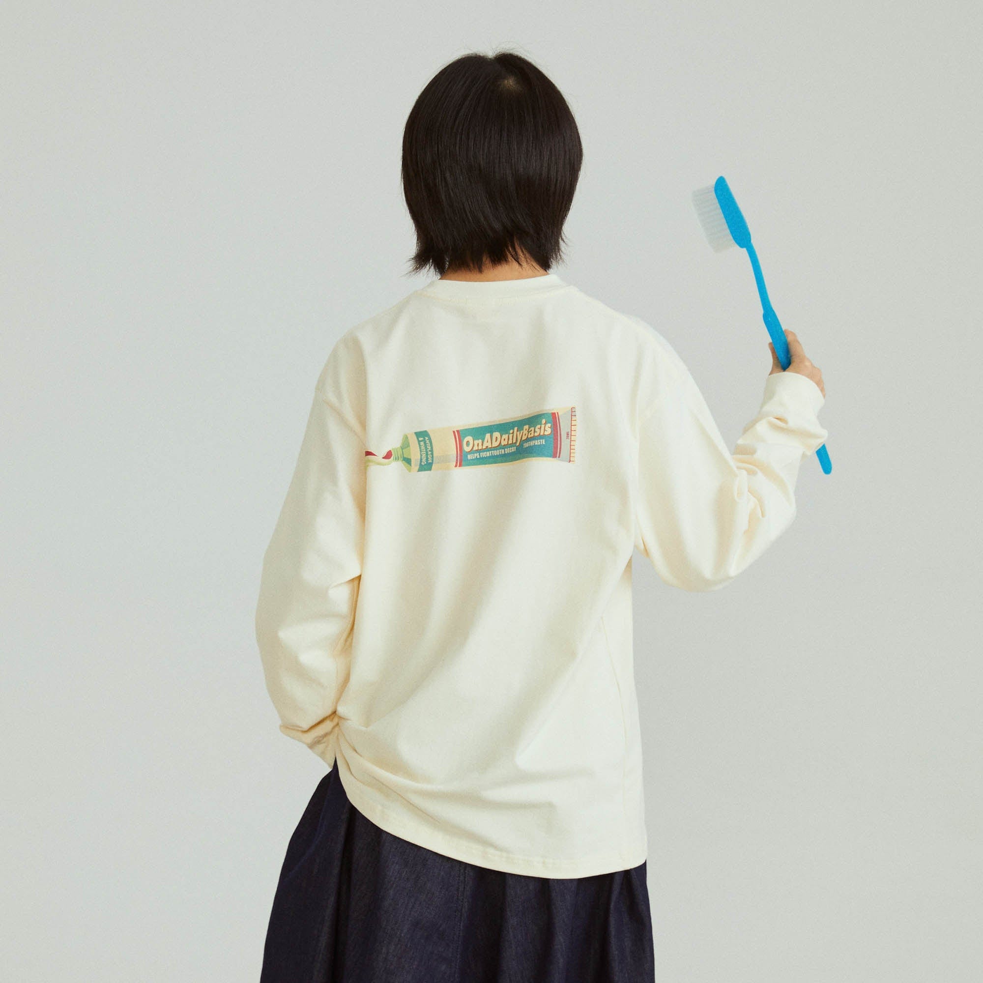 ONADAILYBASIS Toothbrush & Toothpaste Graphic Long-Sleeve Tee-L/S Tee-S-Free Shipping Leatheretro